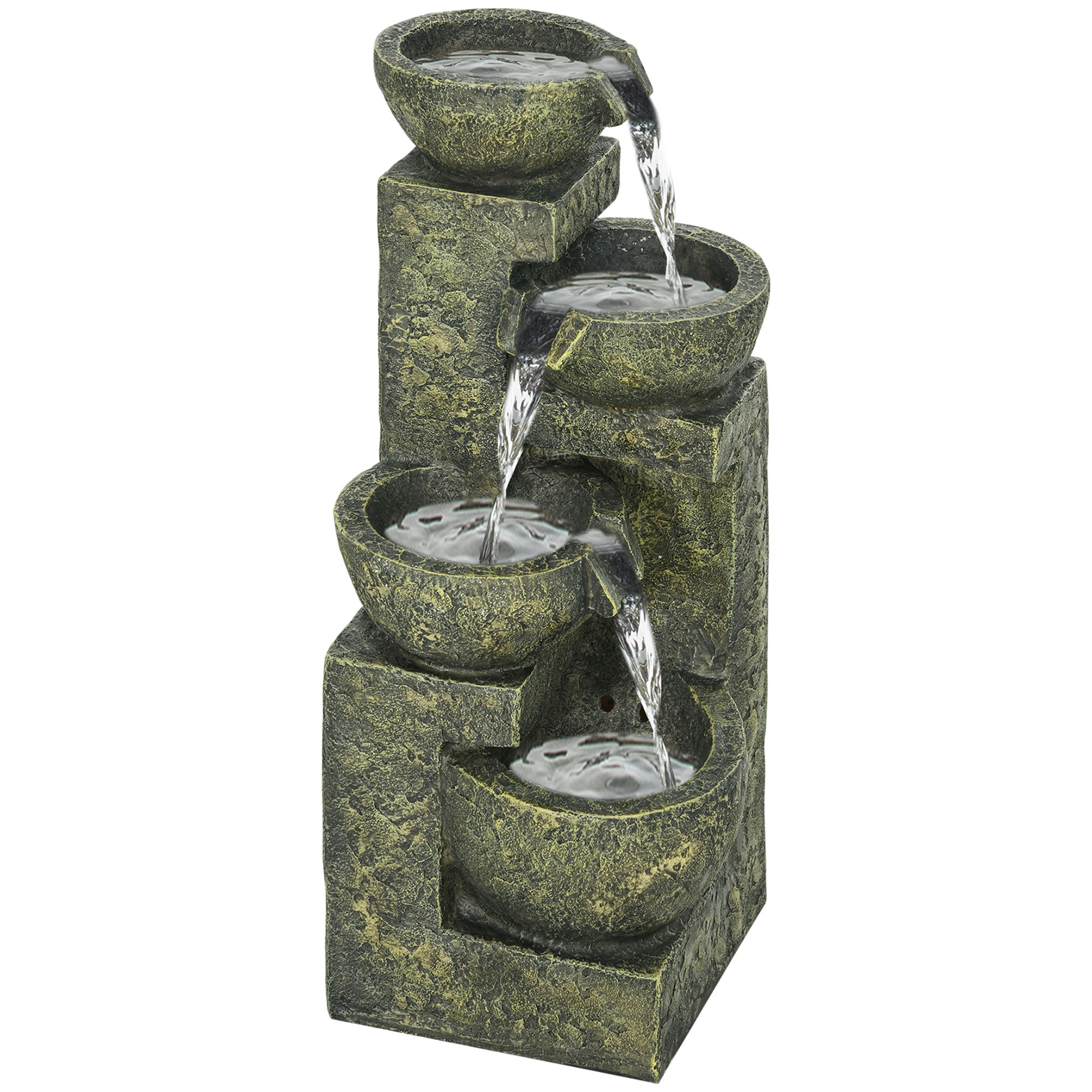 Jones Water Feature Fountain with 4-Tier Bowls - Black and Yellow - Life Essentials