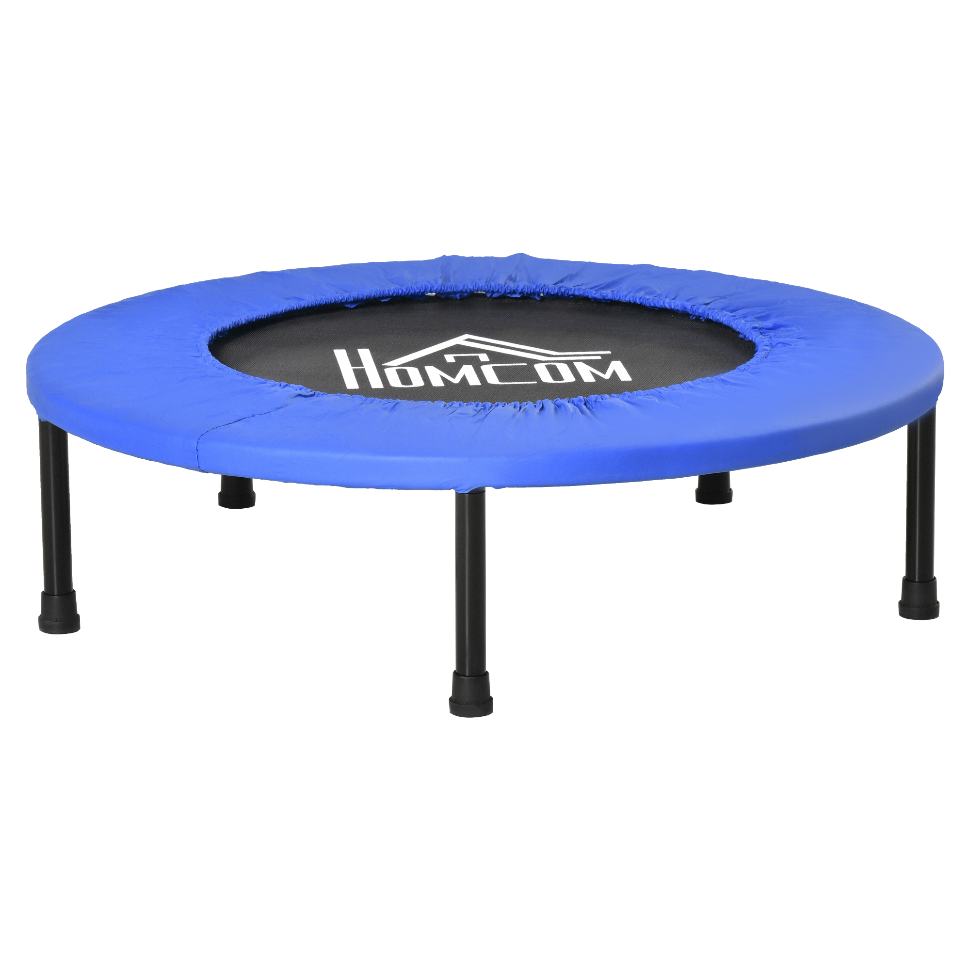 HERON 32" Mini Fitness Trampoline Home Gym Yoga Exercise Rebounder Indoor Outdoor Jumper with Safety Pad, Support Up to 100 KG, Blue and Black - Life 