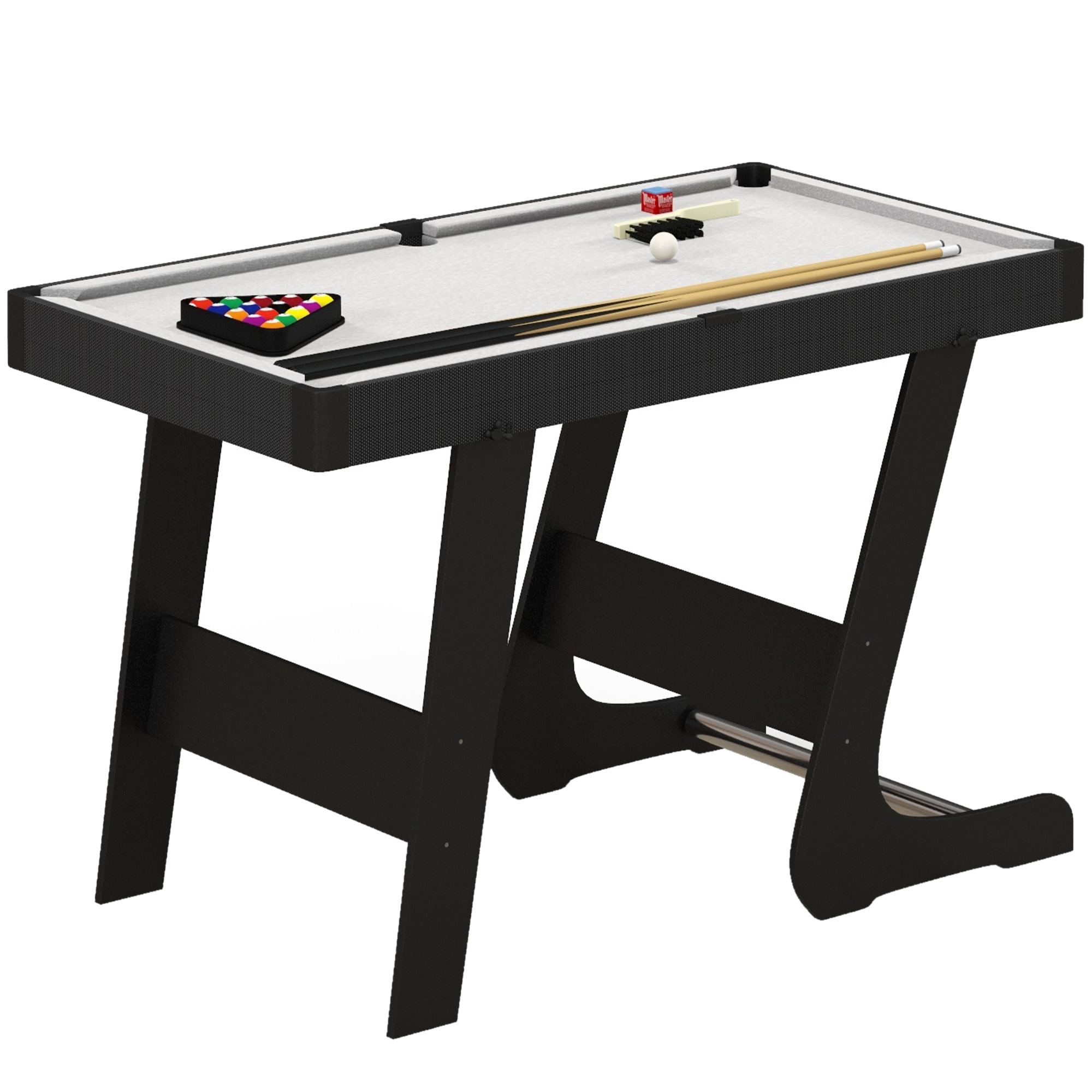 SPORTNOW 3.5ft Folding Pool Table, Snooker Table with 2 Cues, 16 Balls, Chalk, Triangle, Brush, Grey - Life Essentials