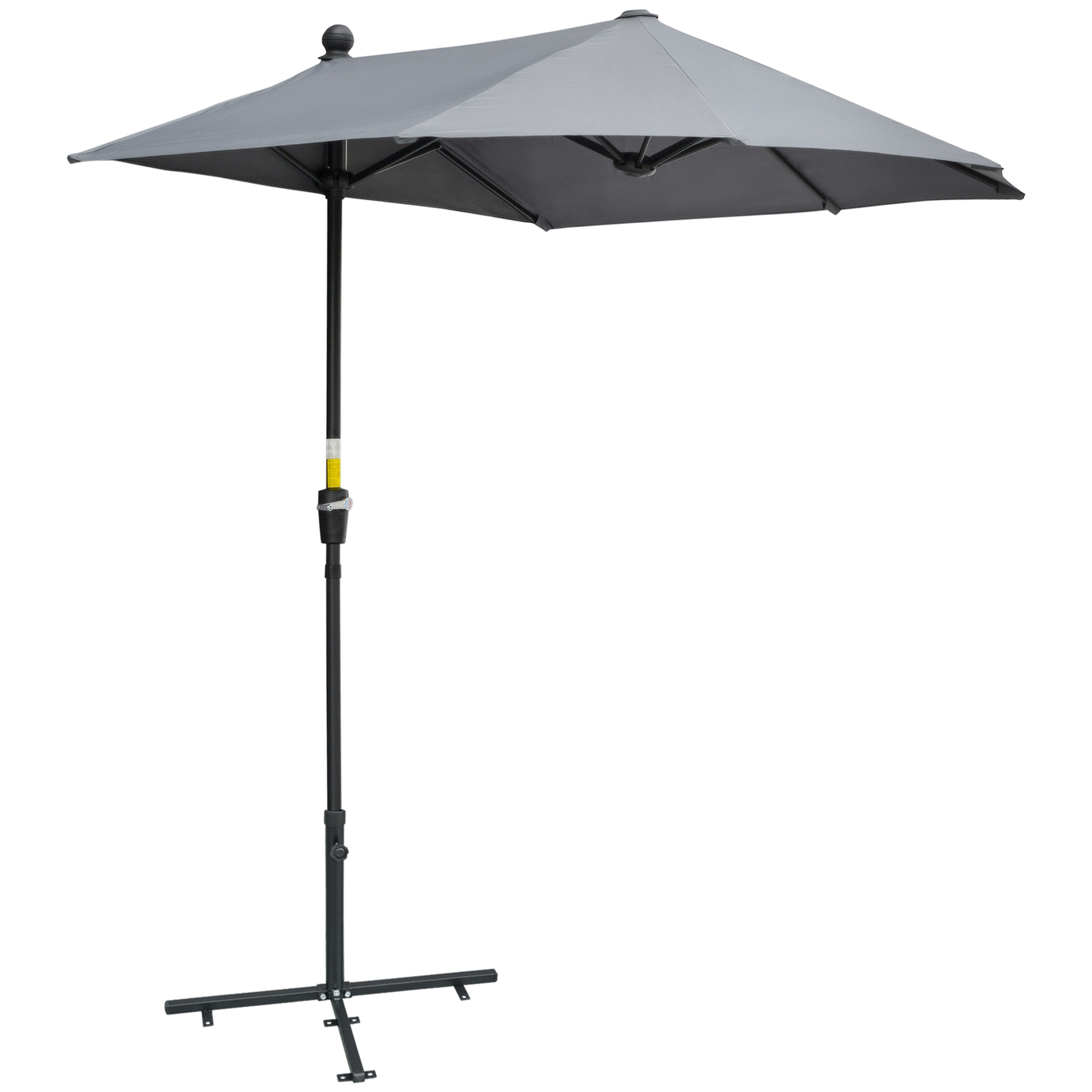 2m Half Parasol Market Umbrella Garden Balcony Parasol with Crank Handle, Cross Base, Double-Sided Canopy, Dark Grey - Life Essentials