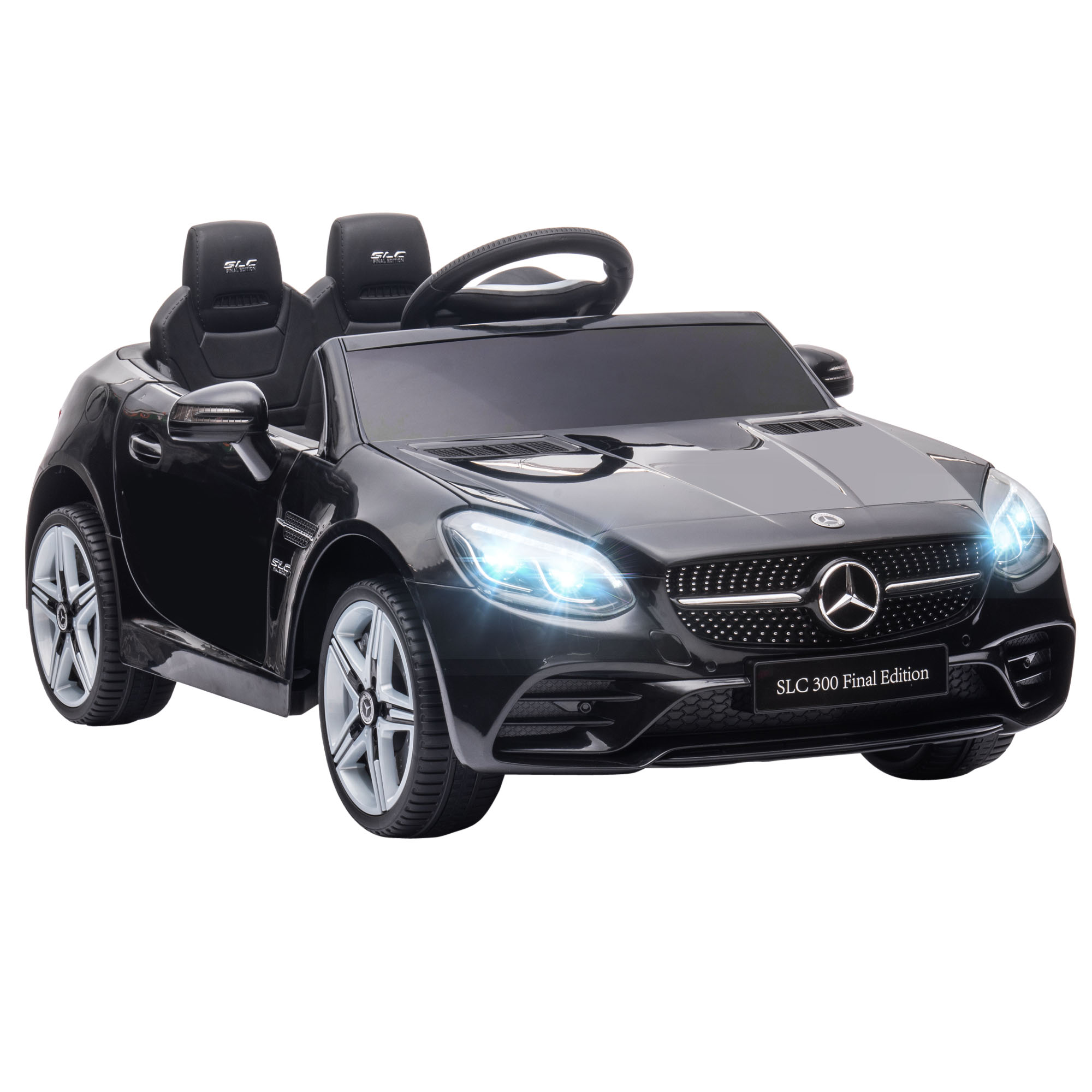 AIYAPLAY Mercedes Benz SLC 300 Licensed 12V Kids Electric Ride On Car with Parental Remote Two Motor Music Light Suspension Wheel for 3-6 Years Black 