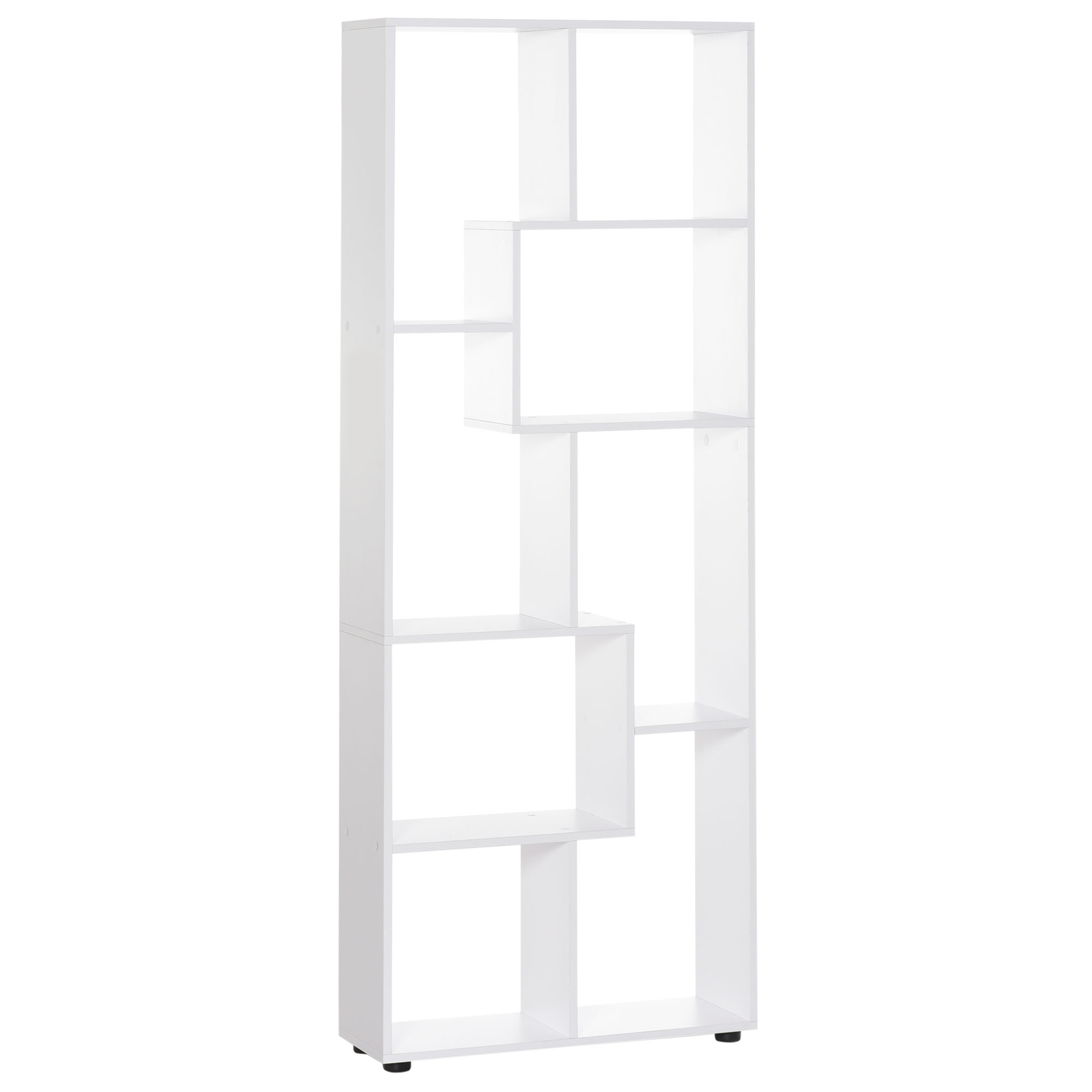 8-Tier Freestanding Bookcase w/ Melamine Surface Anti-Tipping Foot Pads Home Display Storage Grid Stand Modern Style - White - Life Essentials
