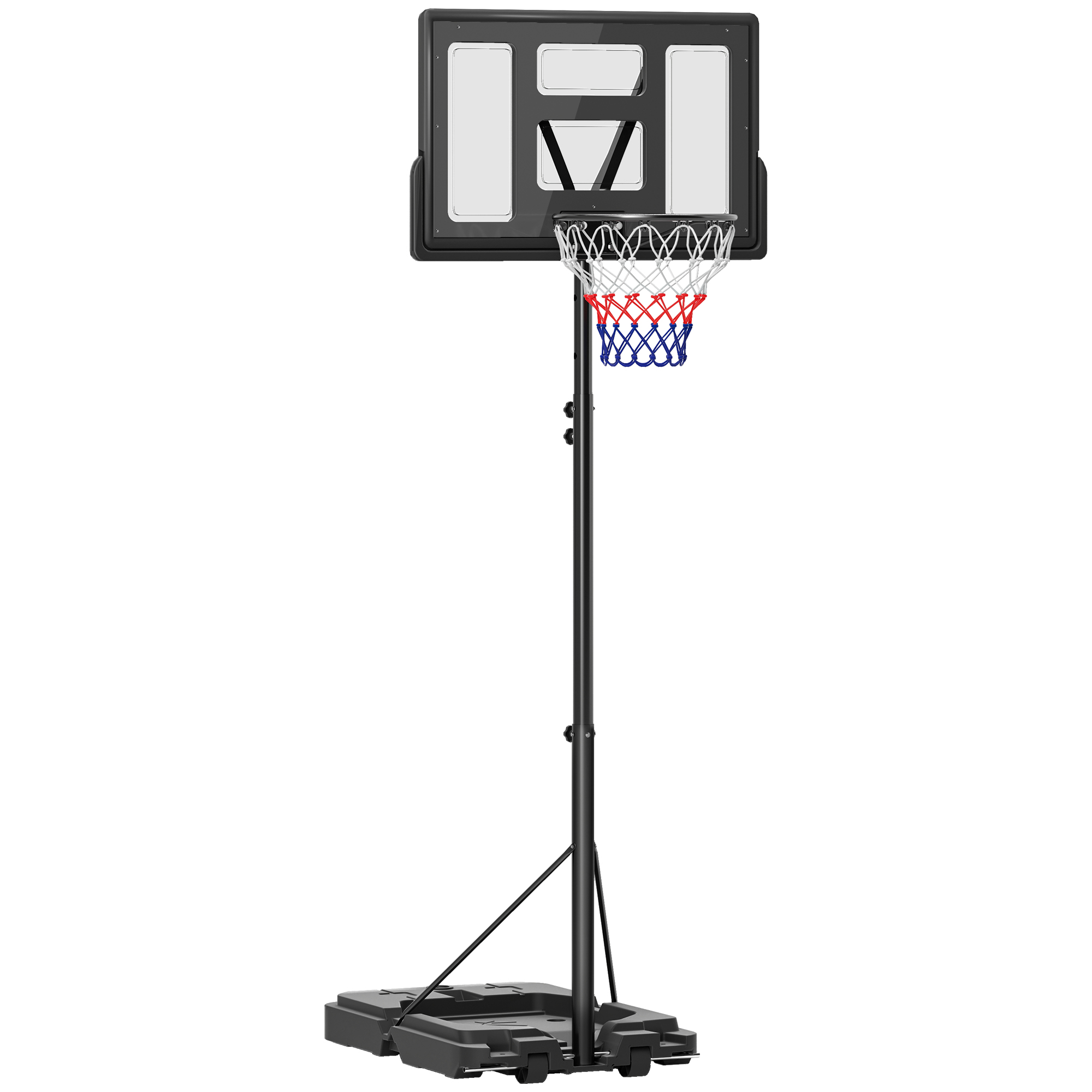 SPORTEDGE Basketball Hoop Outdoor, Basketball Hoop and Stand with 10-Level Adjustable Height, Weighted Base, Portable on Wheels, 2.3-3.05m, Adults - 