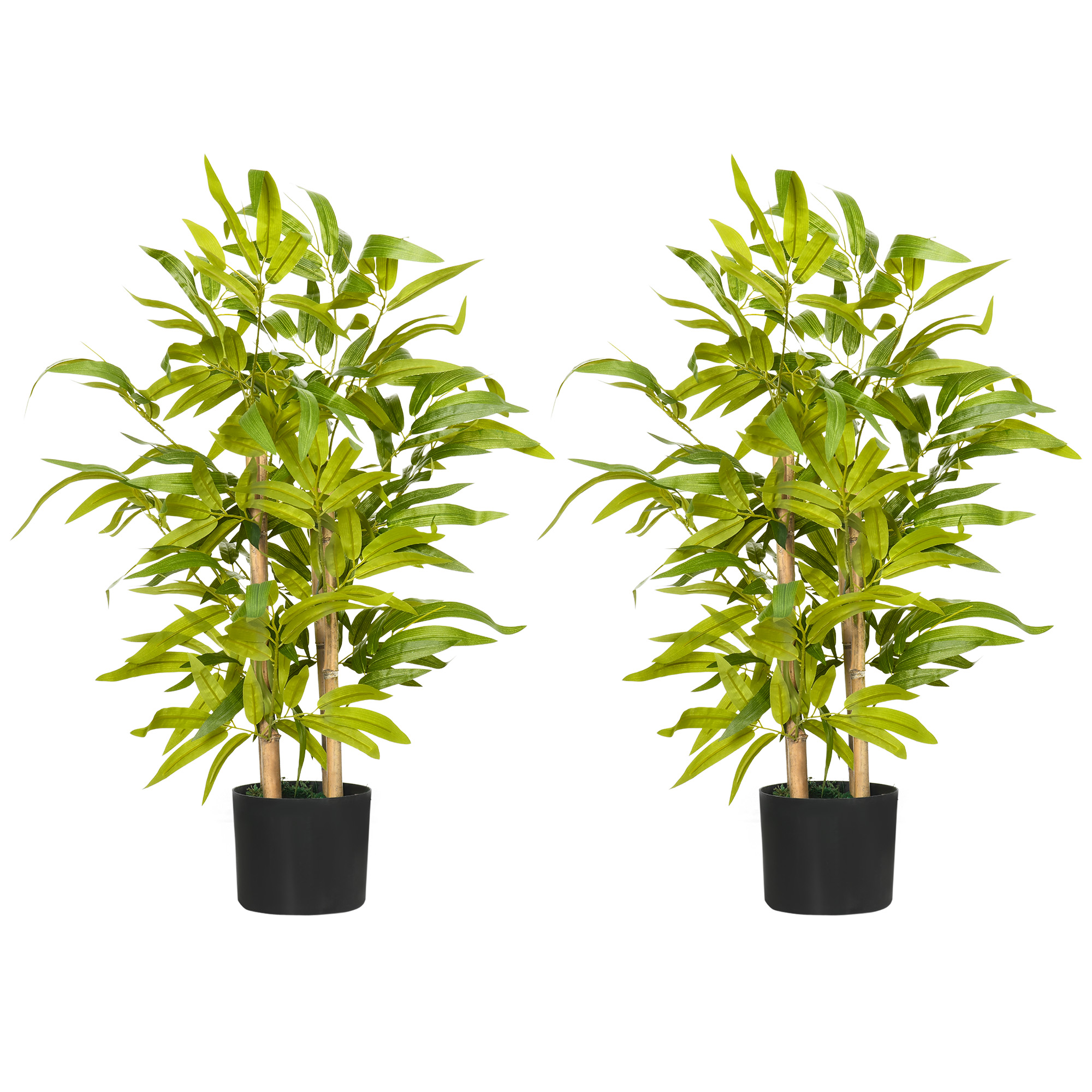 Scott 2 PCs Bamboo Tree in Pot Fake Plants for Indoor Outdoor Decor - Green - Life Essentials