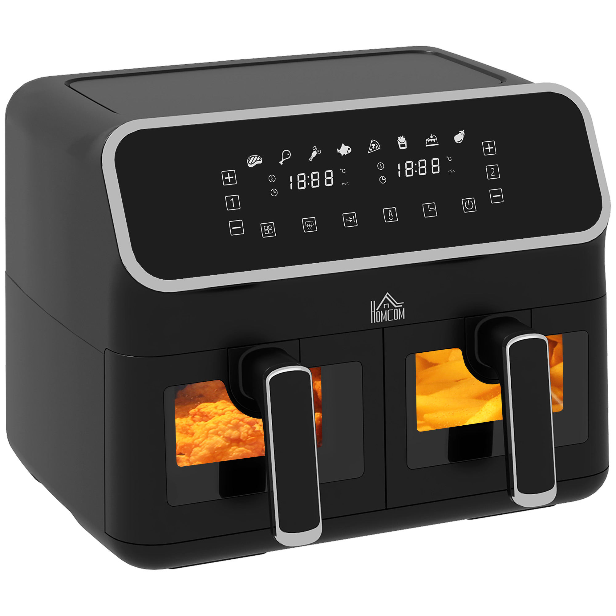 Scott Dual Air Fryer Family Size Double Air Fryer with Smart Finish - Black - Life Essentials