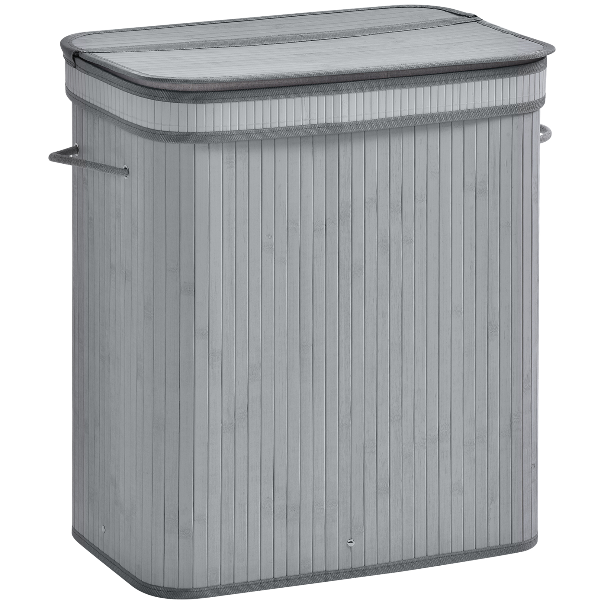 100L Natural Wood Laundry Basket One Compartment w/Flip Lid Removable Lining Handles Board Base Durable Water-Resistant Dirty Clothes Grey - Life 