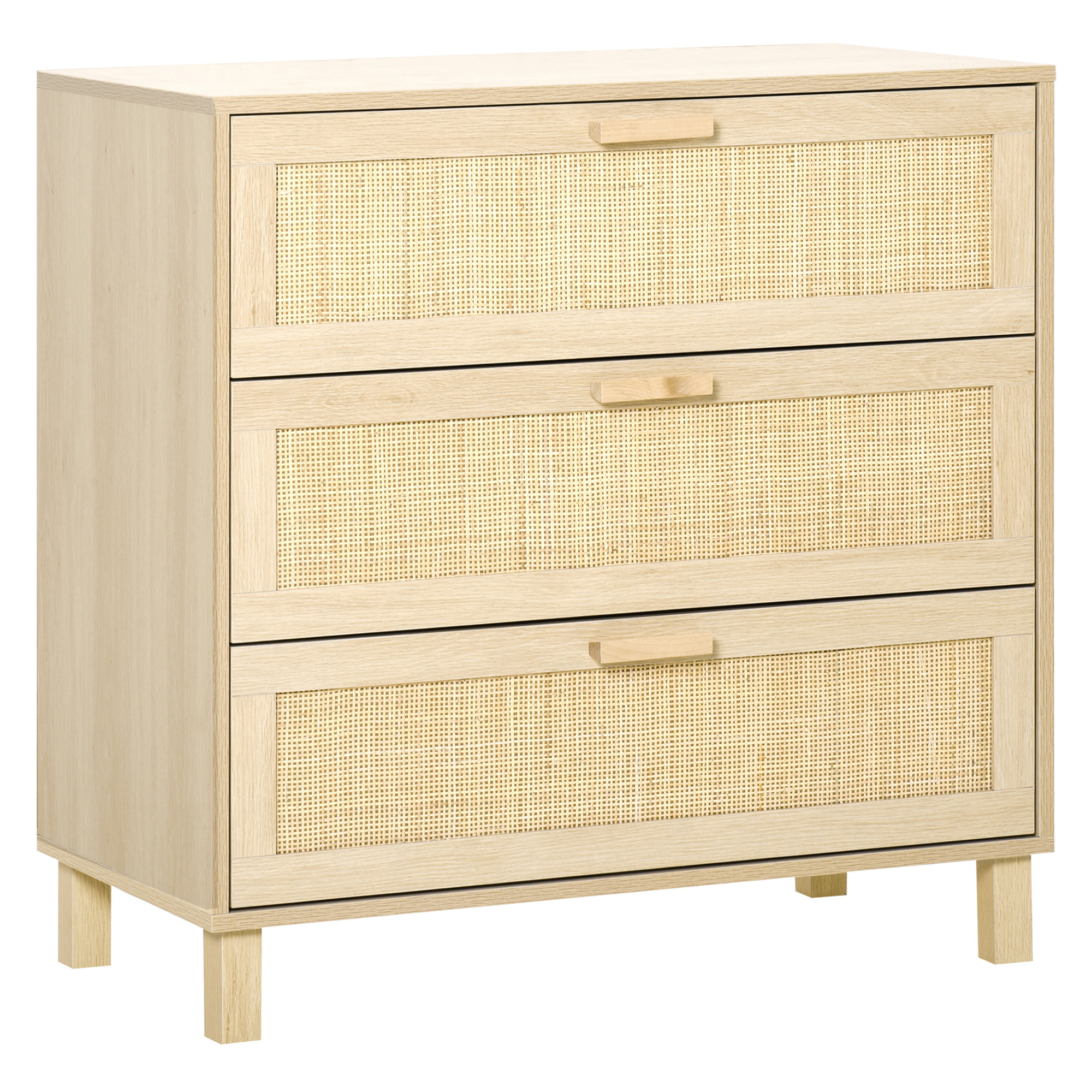 ECHO Natural Finish Rattan Chest of Drawers - Medium-sized, 3 Drawers - Life Essentials