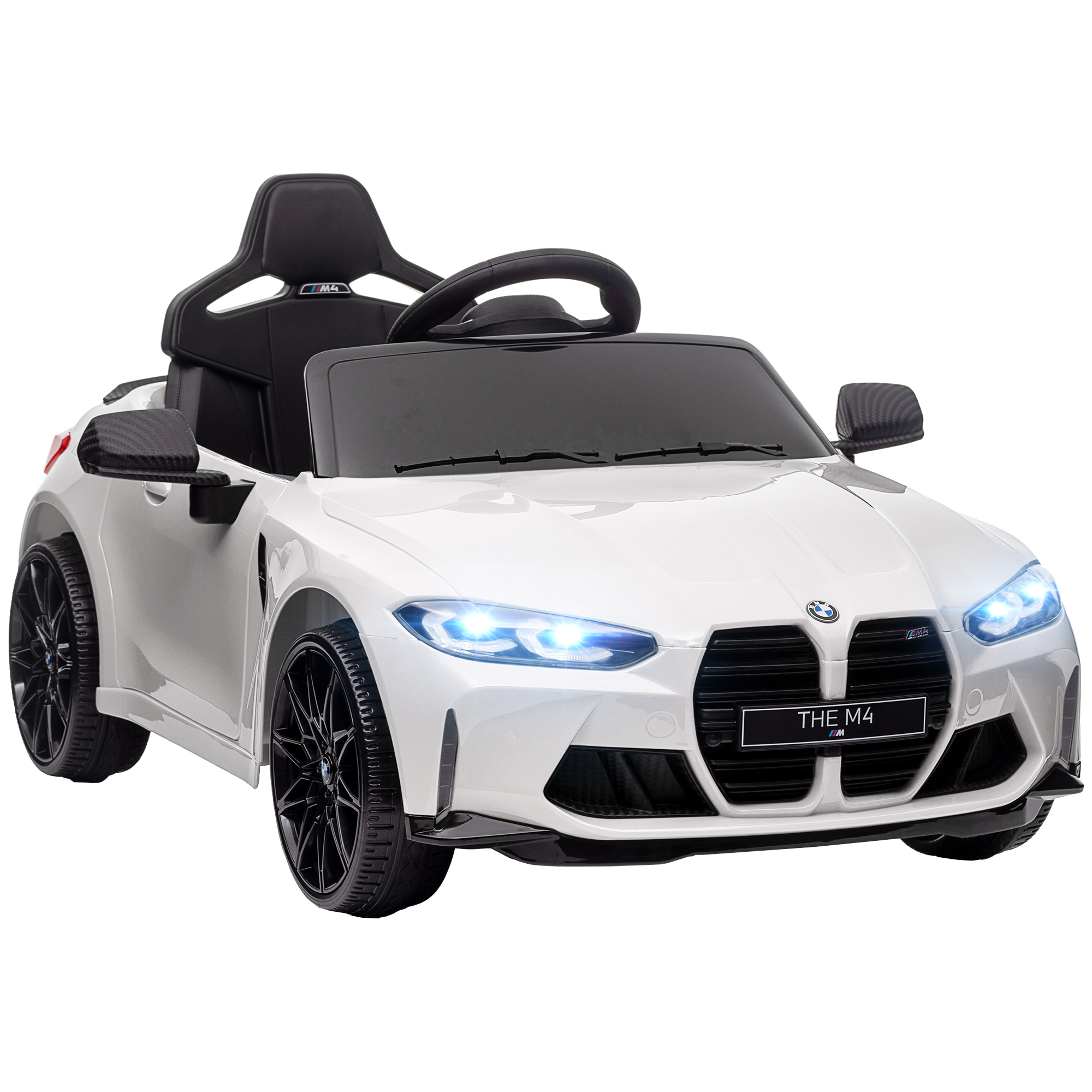 Kinsey 12V BMW M4 Kids Car with Remote Control and Suspension - White - Life Essentials