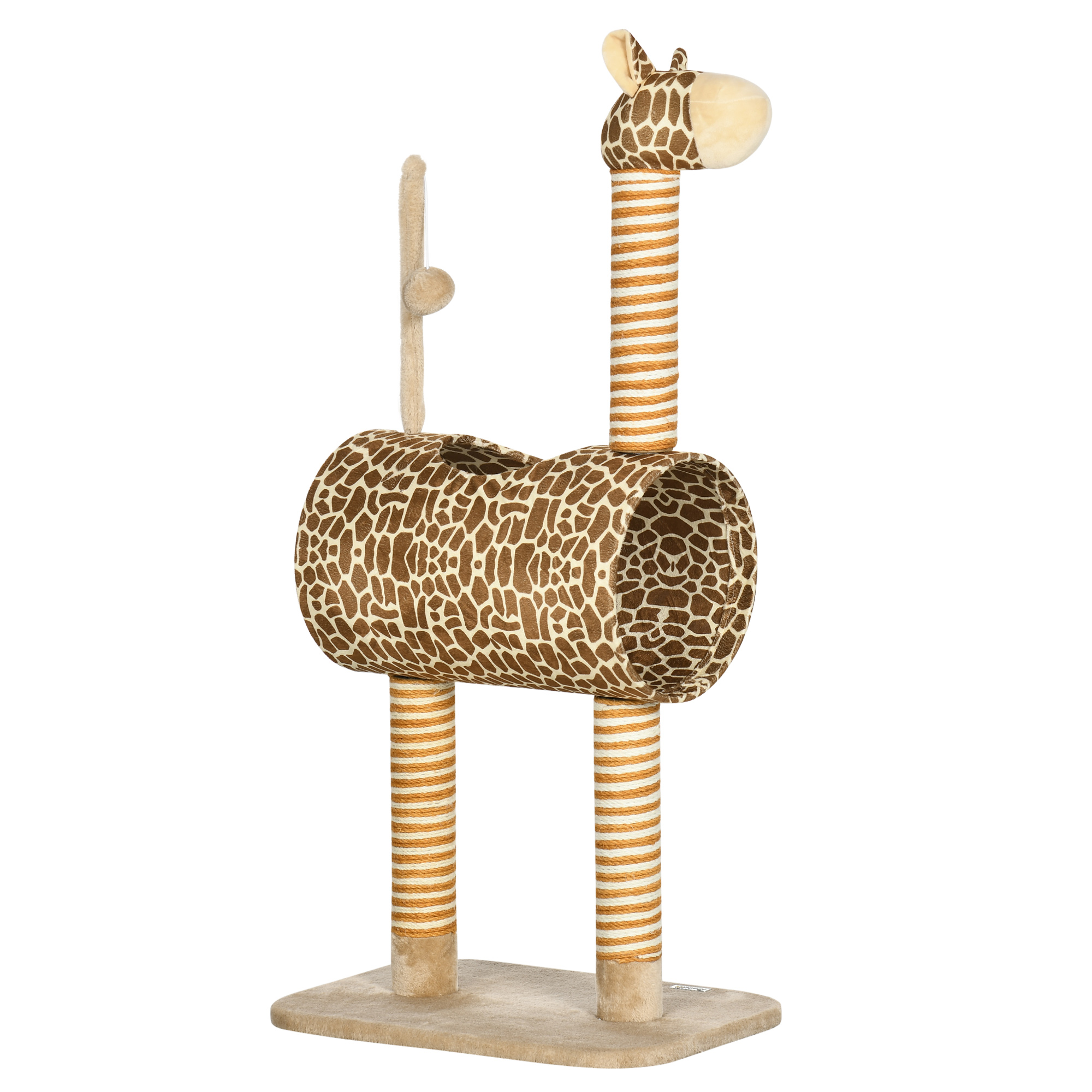 Cat Tree for Indoor Cats Cute Giraffe Kitten Play Tower with Scratching Posts Tunnel Ball Toy, 48.5 x 34.5 x 101 cm - Life Essentials