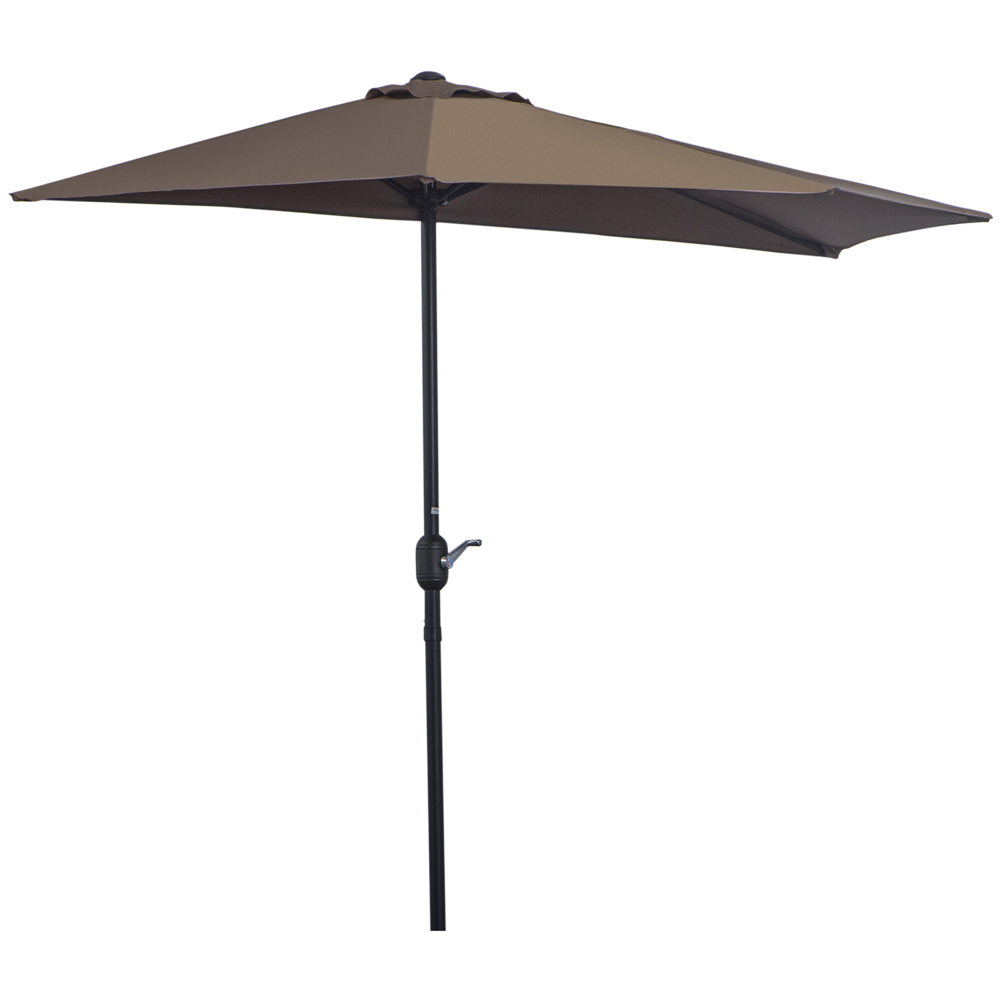 2.7m Balcony Half Parasol Garden Outdoor Umbrella 5 Steel Ribs - Brown - Life Essentials