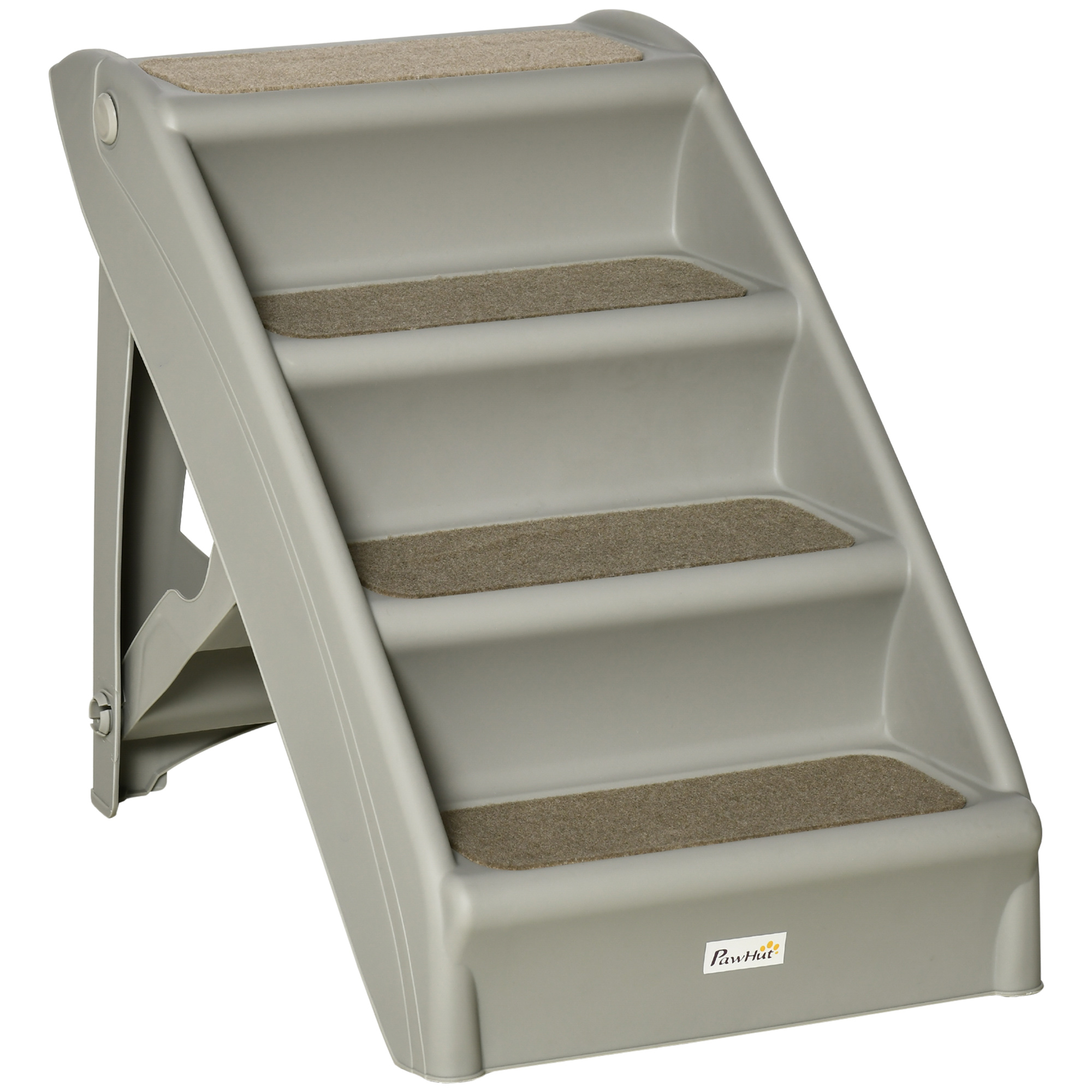 Foldable Pet Stairs, 4-Step for Cats Small Dogs with Non-slip Mats, 62 x 38 x 49.5 cm, Grey - Life Essentials