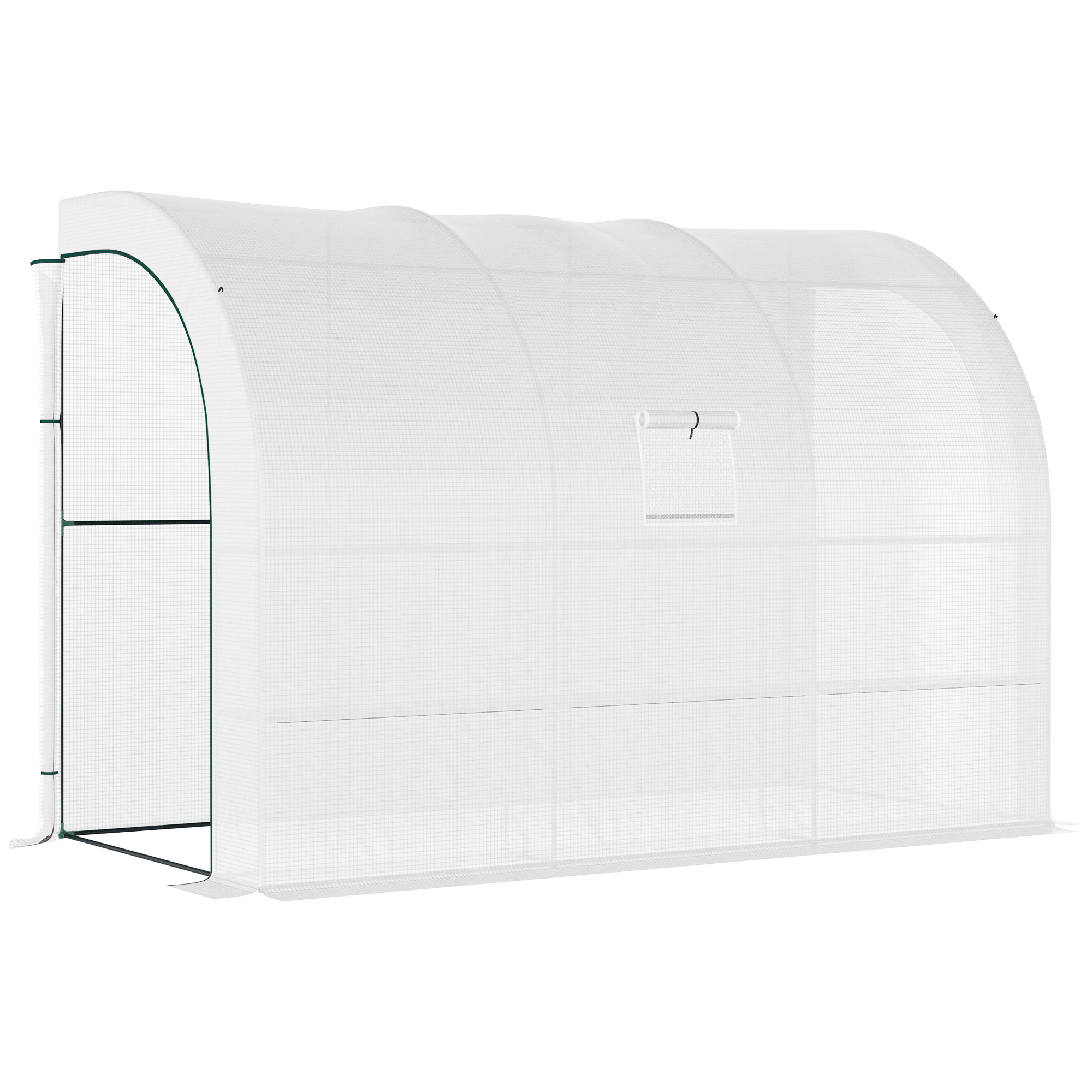Outdoor Walk-In Greenhouse, Plant Nursery with Zippered Doors, PE Cover and 3-Tier Shelves, White, 300 x 150 x 213 cm - Life Essentials