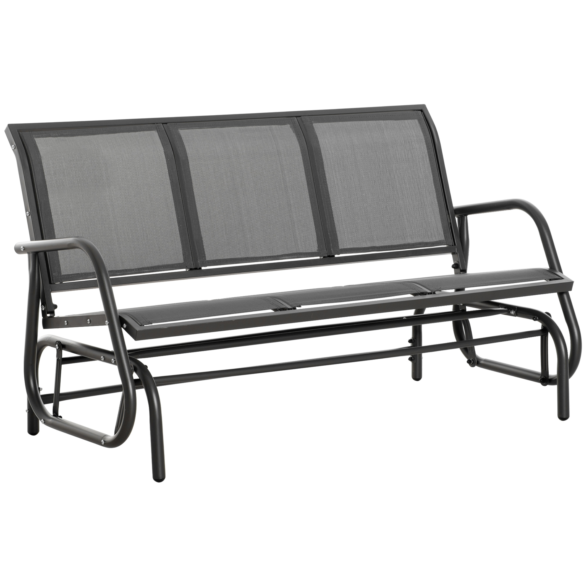 SUNVISTA 3-Seat Glider Rocking Chair for 3 People Garden Bench Patio Furniture Metal Frame, Grey - Life Essentials