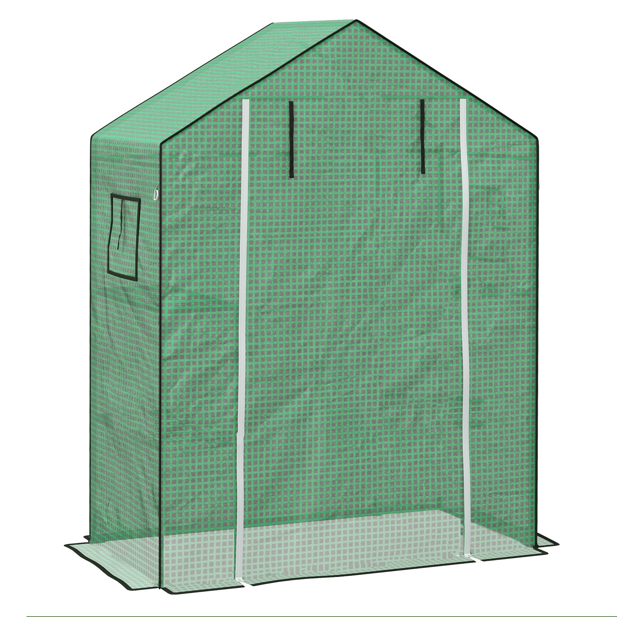 Greenhouse Cover Replacement Walk-in PE Hot House Cover with Roll-up Door and Windows, 140 x 73 x 190cm, Green - Life Essentials
