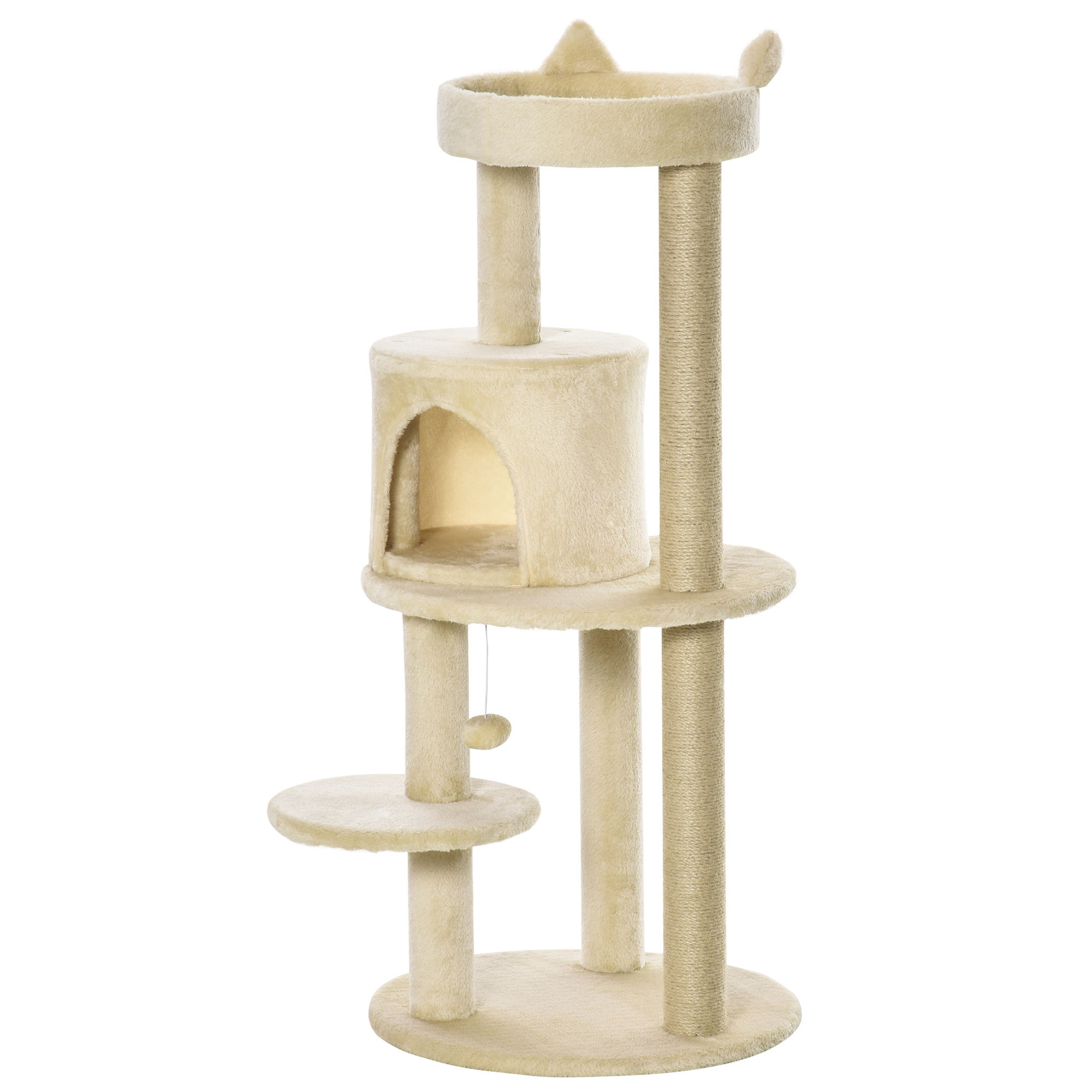 Cat Tree Tower Scratching Post with Sisal Pet Activity Centre Beige 48 x 48 x 104cm - Life Essentials