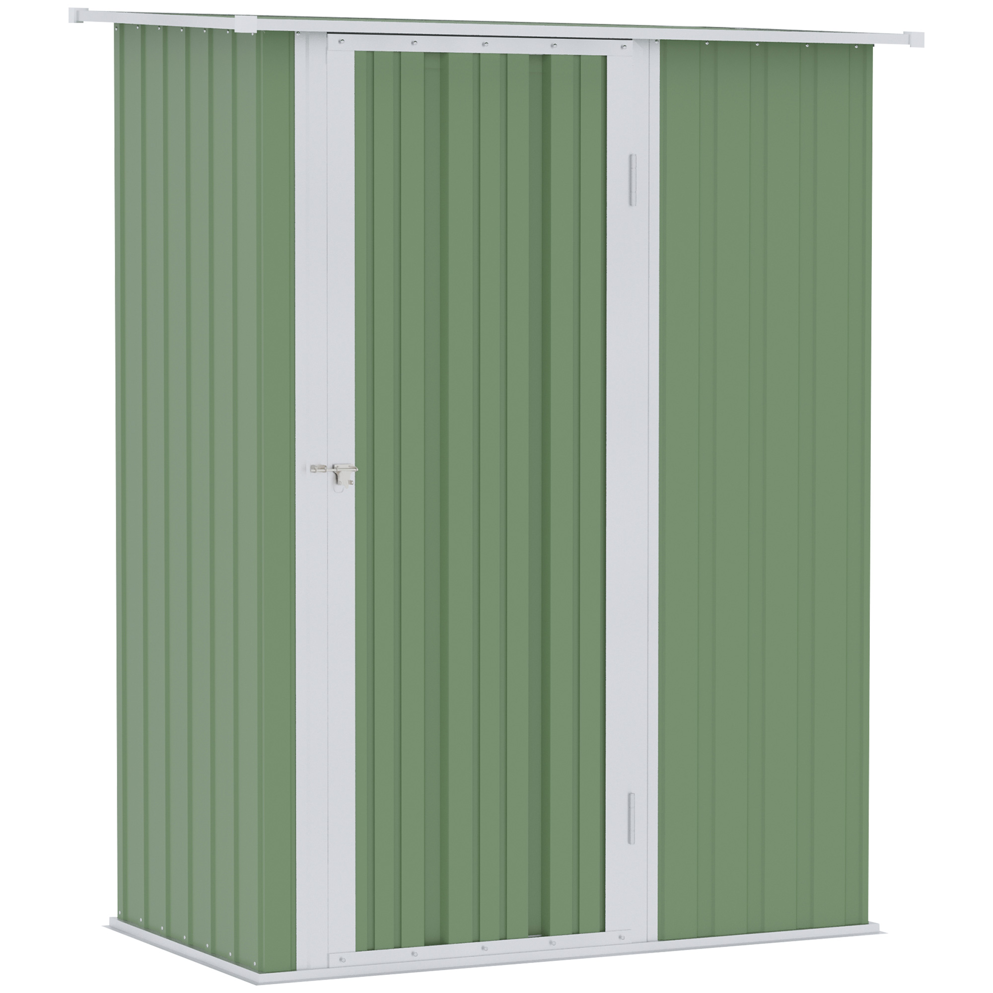 Garden Storage Shed, Outdoor Tool Shed with Sloped Roof, Lockable Door for Equipment, Bikes, Light Green, 142 x 84 x 189cm - Life Essentials
