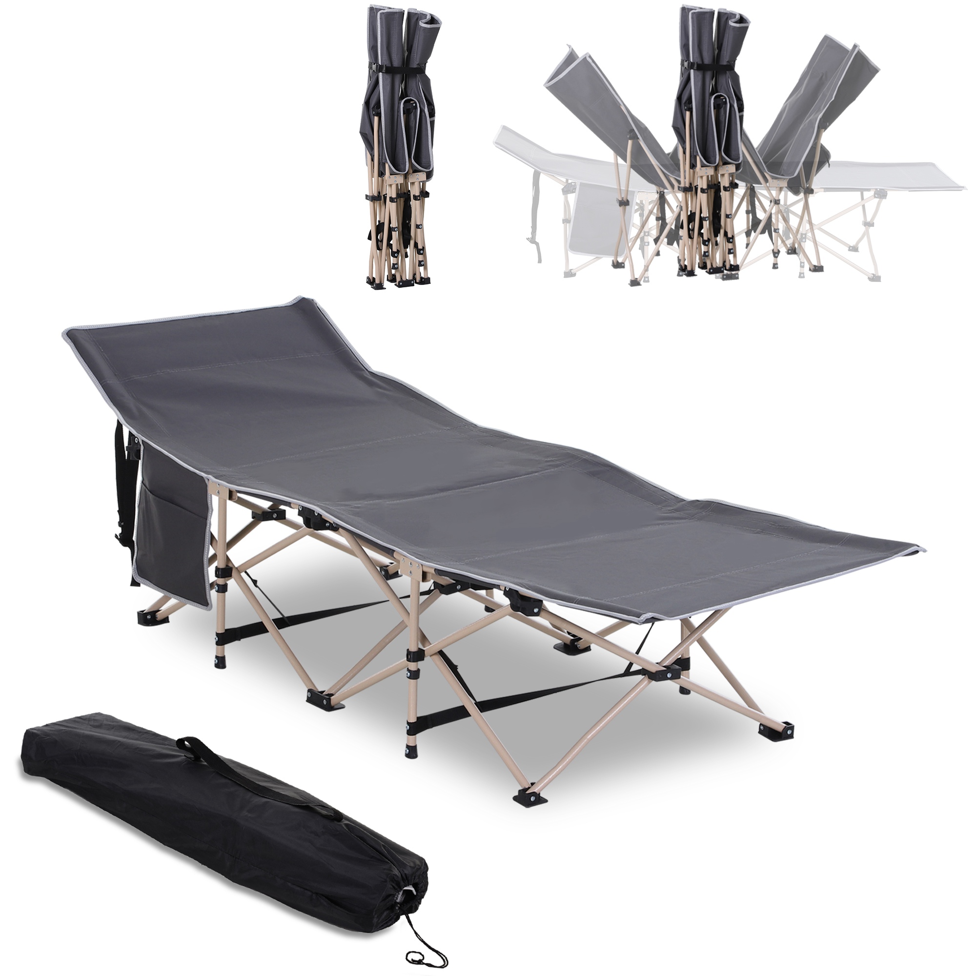 Single Person Folding Camping Cot Portable Camp Sleeping Bed With Carry Bag - Life Essentials