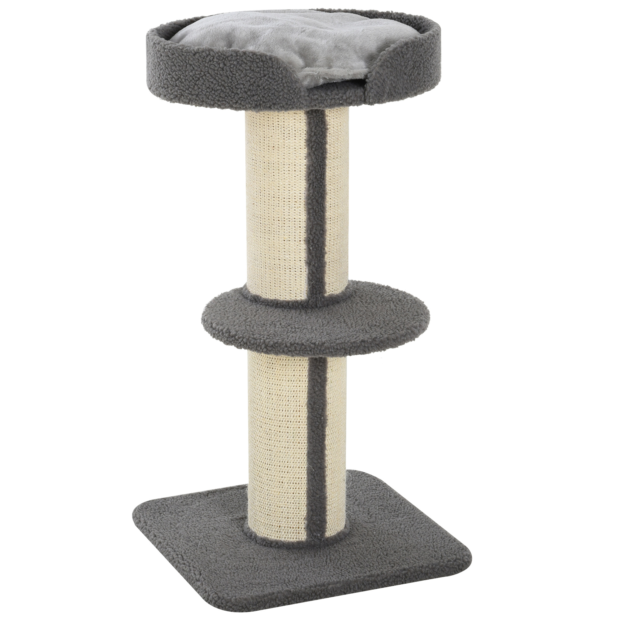 81cm Cat Tree Kitten Activity Center Tower Sisal Scratching Posts Lamb Cashmere Perches Grey - Life Essentials