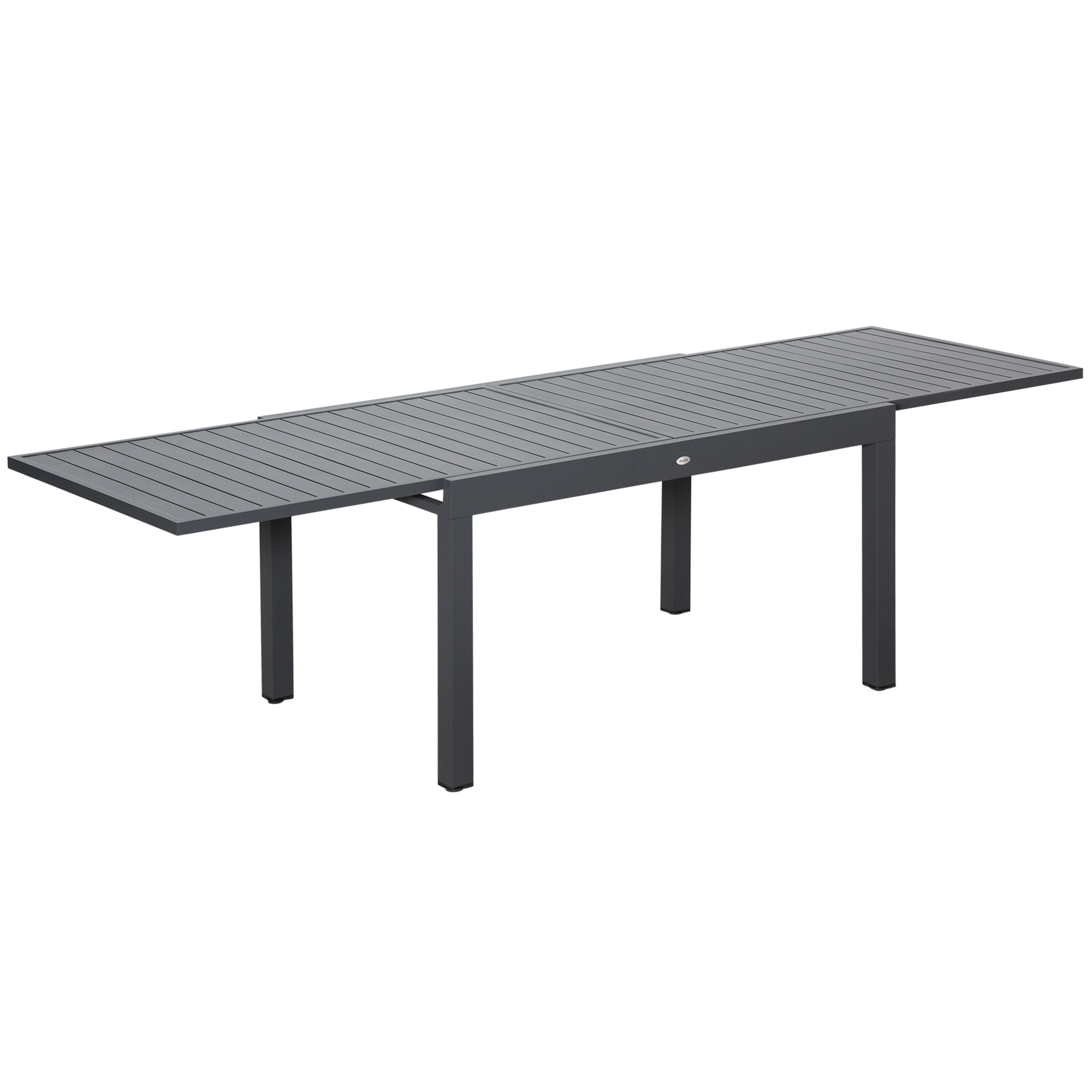 Extendable Garden Table, 10 Seater Outdoor Dining Table with Aluminium Frame for Lawn, Balcony and Backyard, Grey - Life Essentials