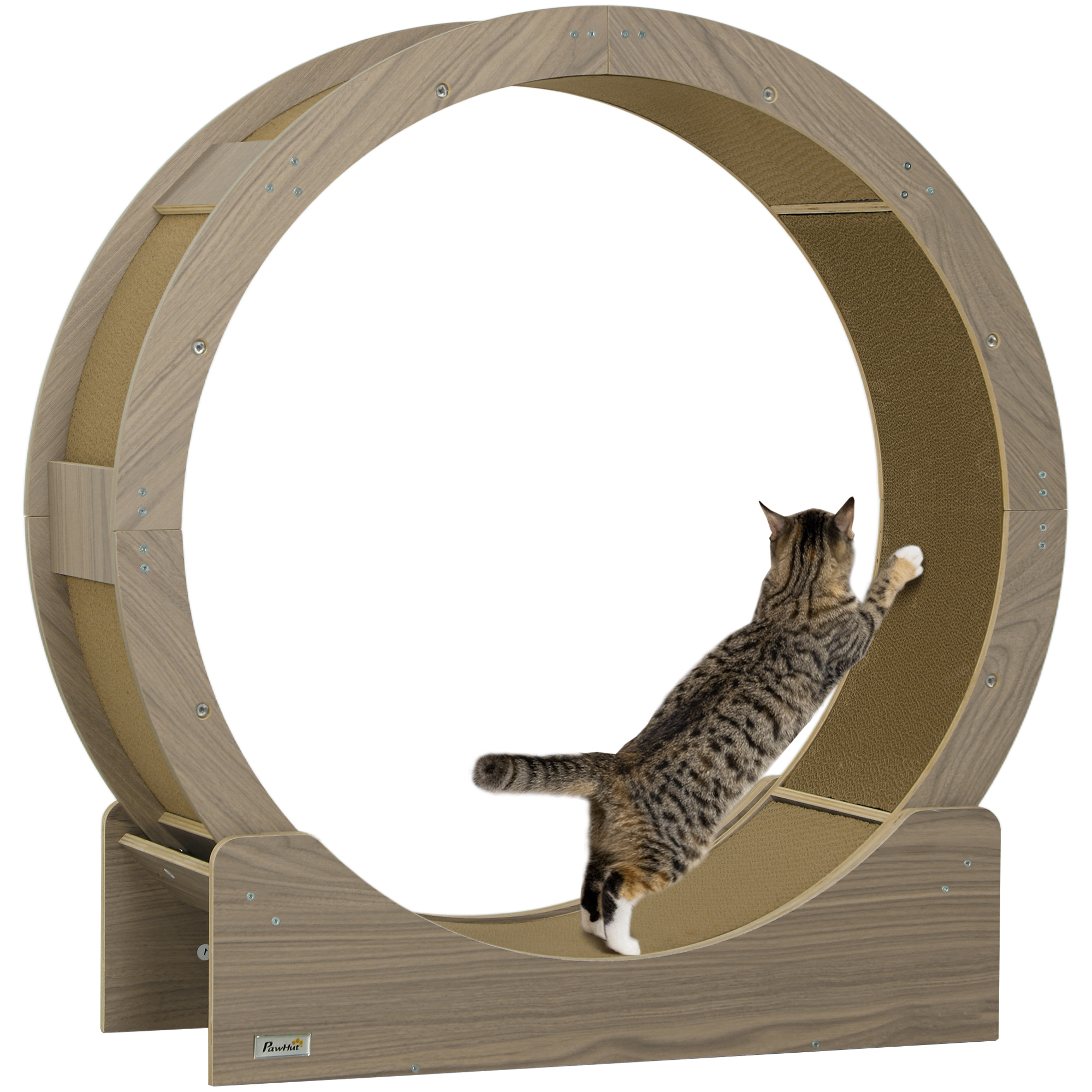 PAWSTER Cat Wheel with Brake, Scratching Pads - Walnut Brown - Life Essentials