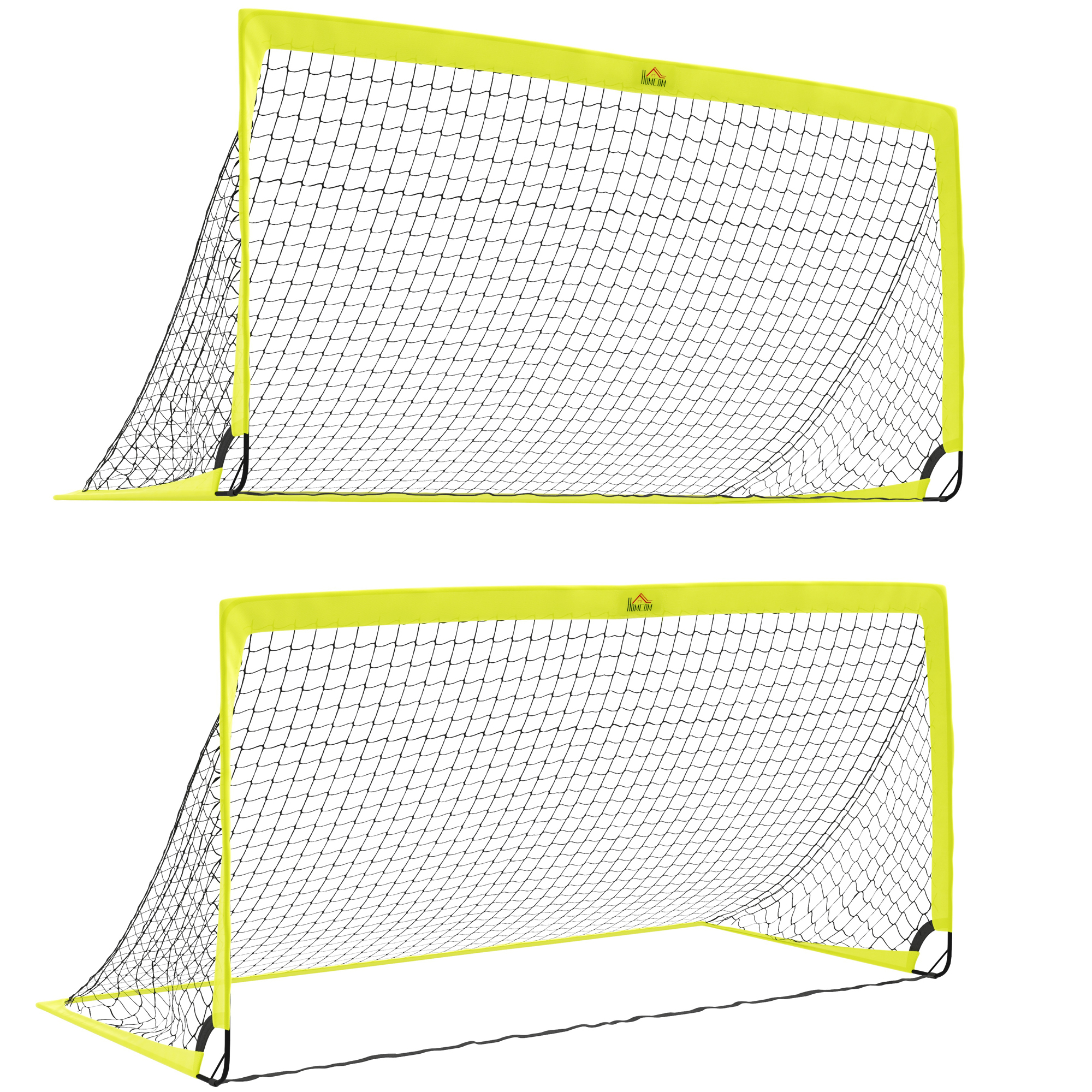 HERON Two Football Goal Nets, Foldable Outdoor Sport Training Equipment, for Teens, Adults, with Carrying Bag, Yellow - Life Essentials