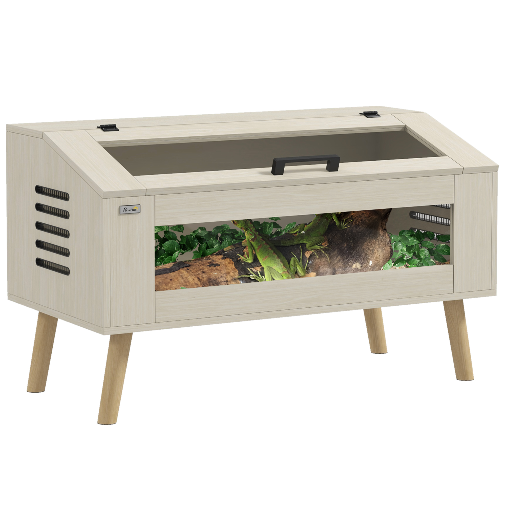 Shelley 140L Vivarium for Snakes Lizards Horned Frogs with Tempered Glass Windows - Oak - Life Essentials