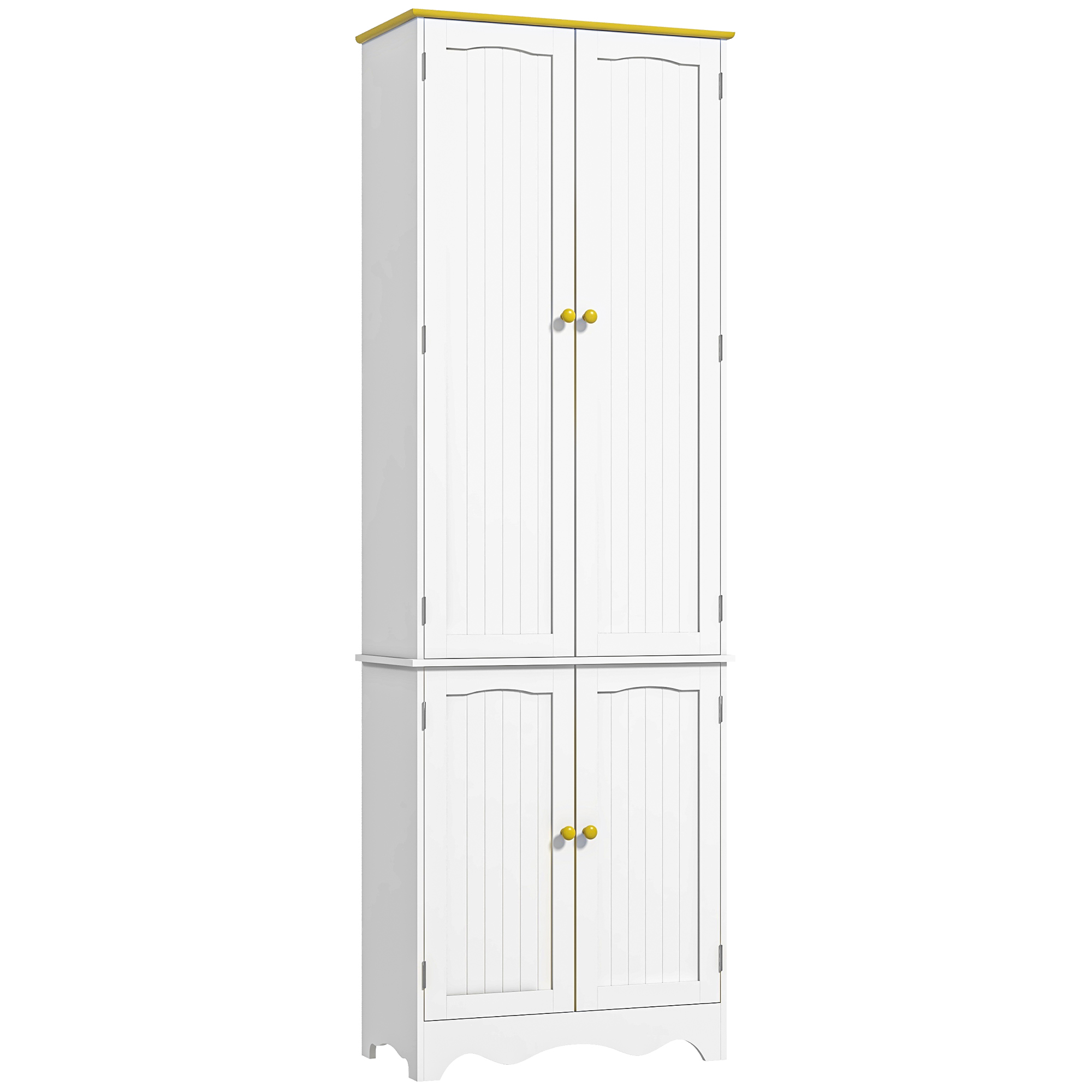Freestanding 4 Door Kitchen Cupboard, Storage Cabinet Organizer with 4 Shelves White - Life Essentials