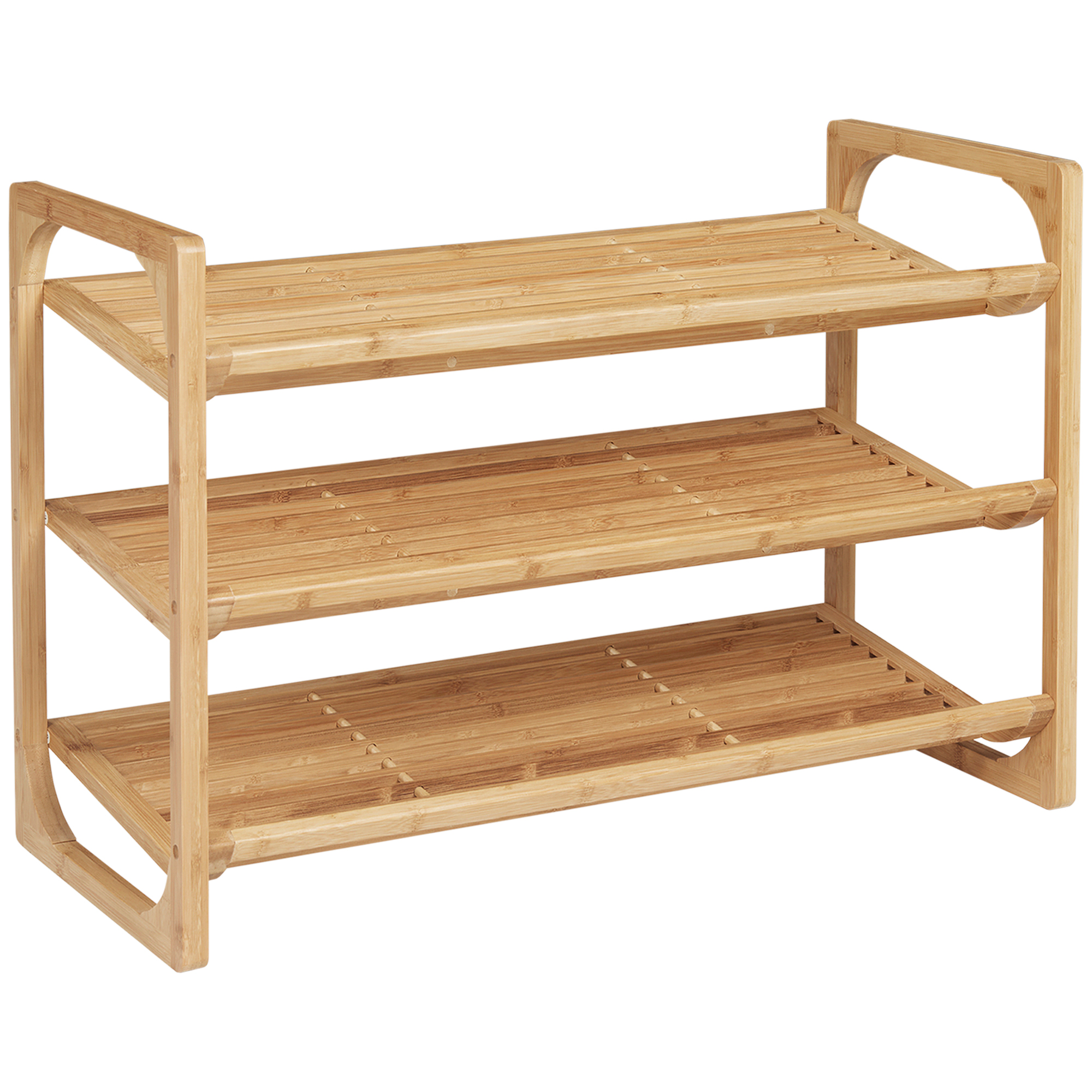 3-Tier Shoe Rack, Bamboo Shoe Storage Organizer with Slatted Shelves, Free Standing Shoe Shelf Stand for 9 Pairs of Shoes for Entryway Natural - Life 