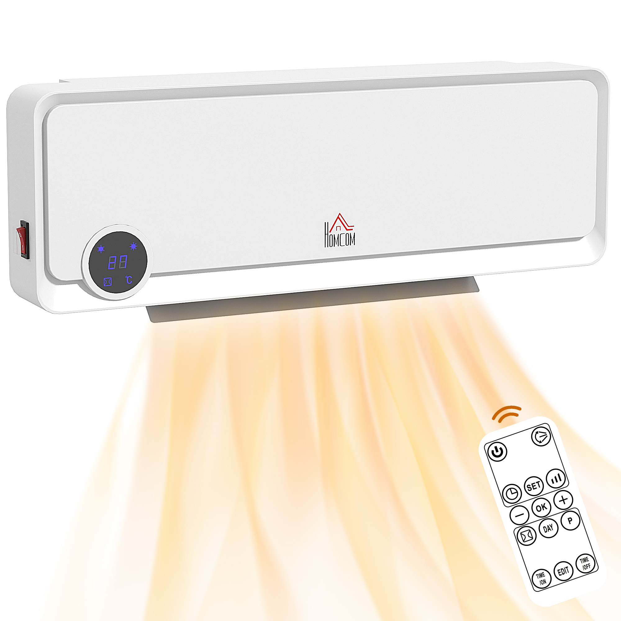 Scott Wall Downflow Heater with Timer Remote Oscillating for Home - White - Life Essentials