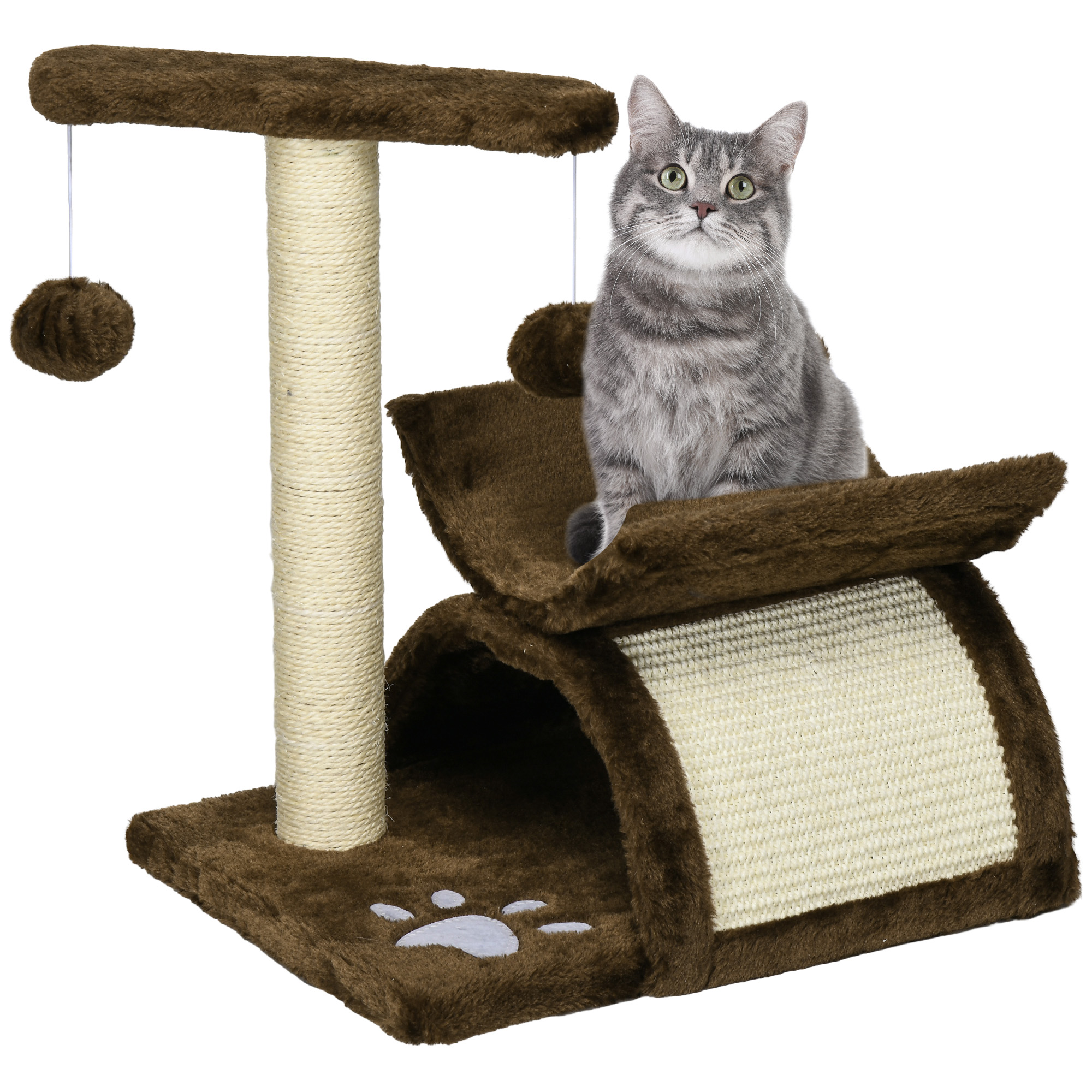 Cat Tree, Plush, 40Lx30Wx43H cm-Brown - Life Essentials