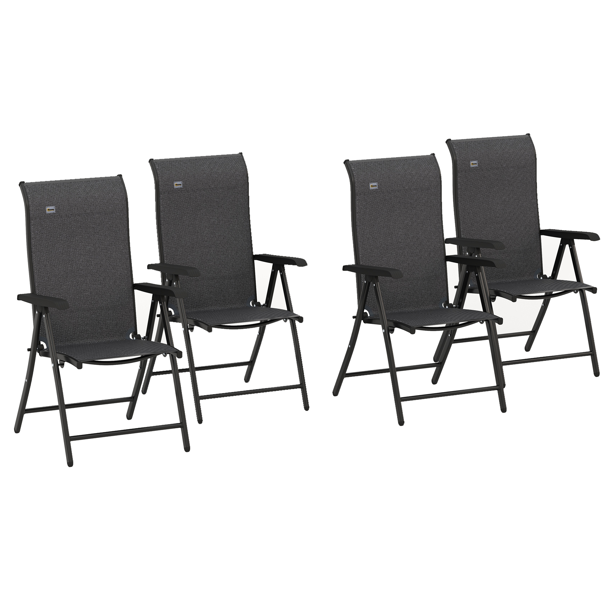 4 PCs Outdoor Rattan Folding Chair Set with 7 Levels Adjustable Backrest for Patio, Lawn - Life Essentials
