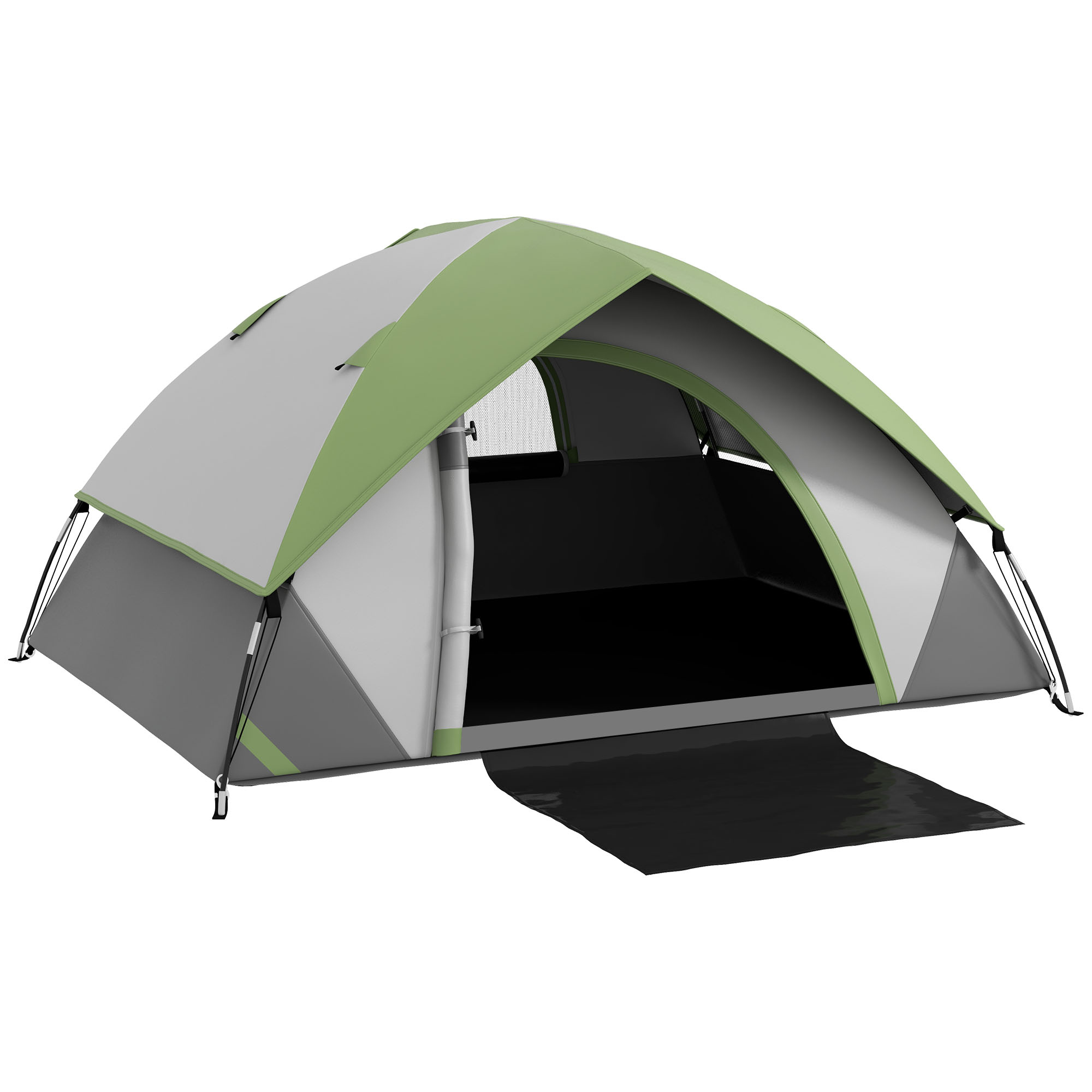 Jones 4-5 Man Single Room Camping Tent - Grey and Green - Life Essentials