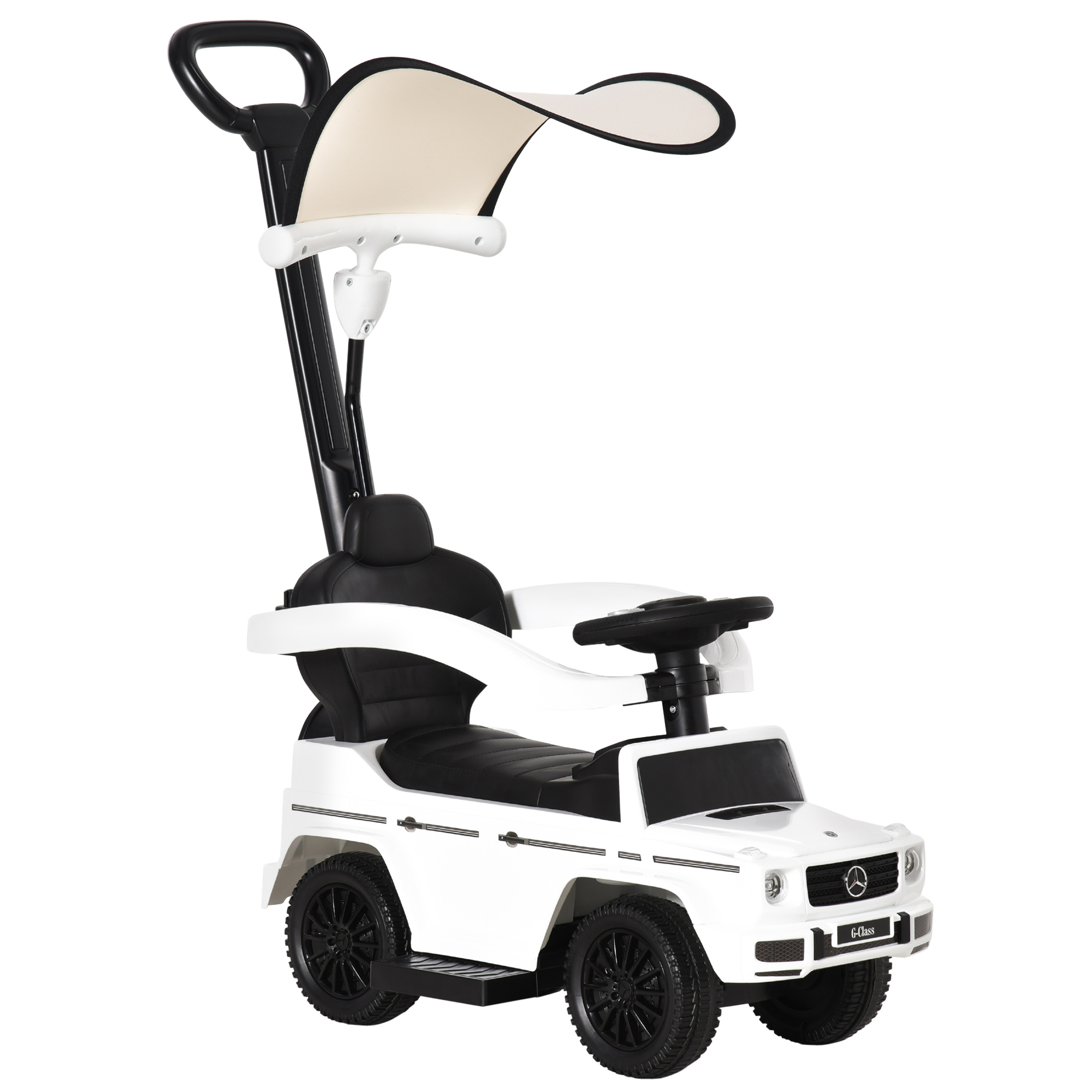Mercedes-Benz G350 Ride-On Push Along Car Sliding Walker Foot to Floor Slider Stroller Toddler Vehicle with Horn Steering Wheel NO POWER White - Life 