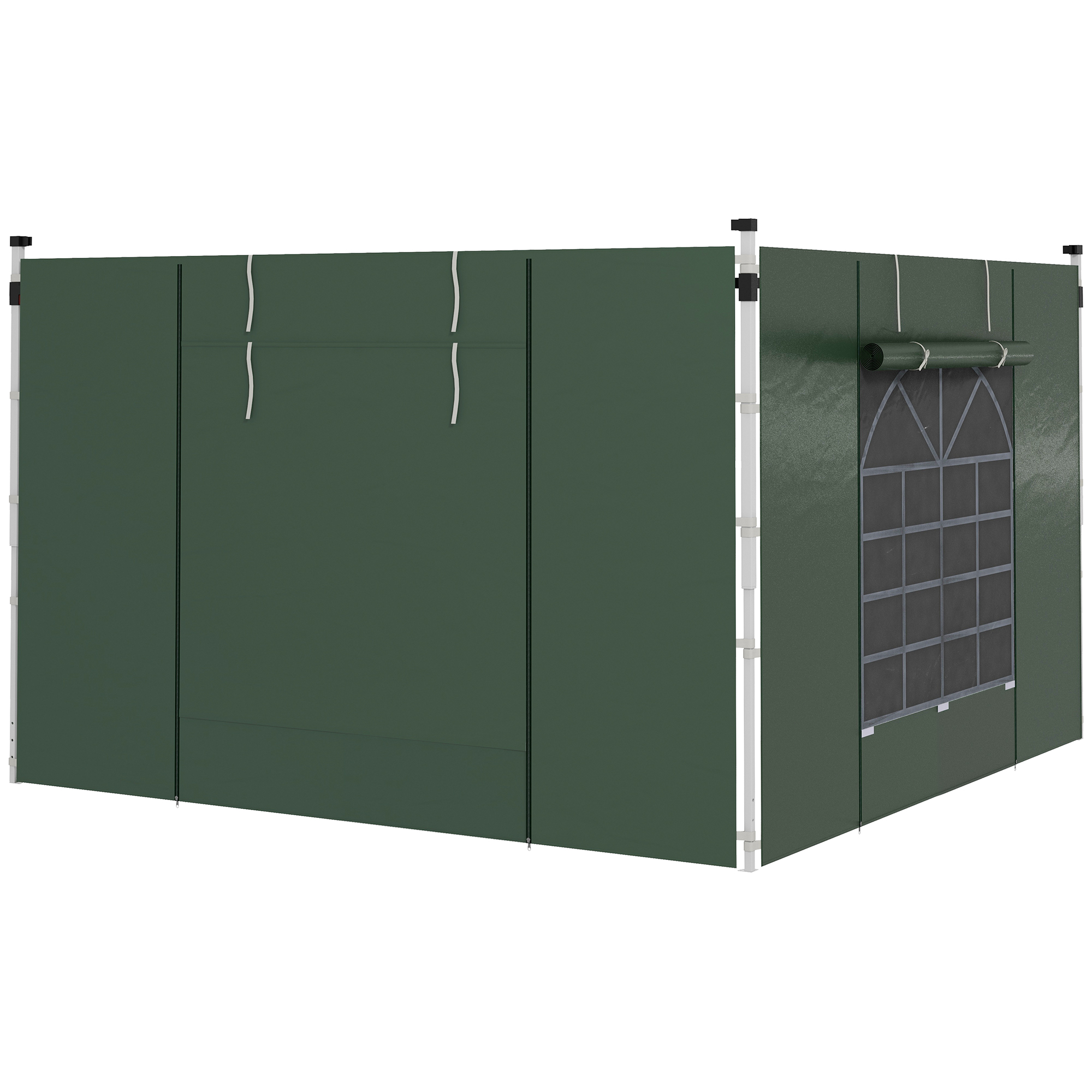 Gazebo Side Panels Replacement with Windows and Doors - Green - Life Essentials