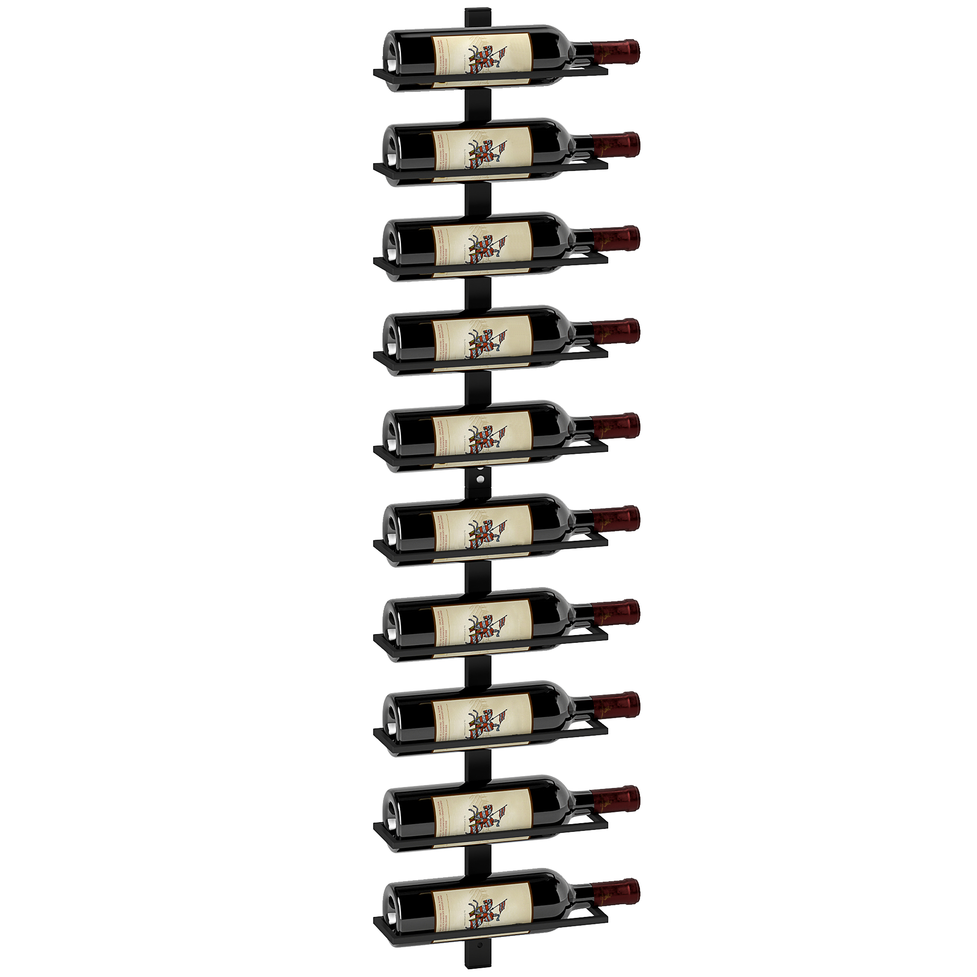 HERON 10-Tier Wall Mount Wine Rack, Steel Wall Wine Rack for 10 Wine Bottles, Wall Wine Display Rack for Kitchen, Dining Room, Home Bar, Black - Life 