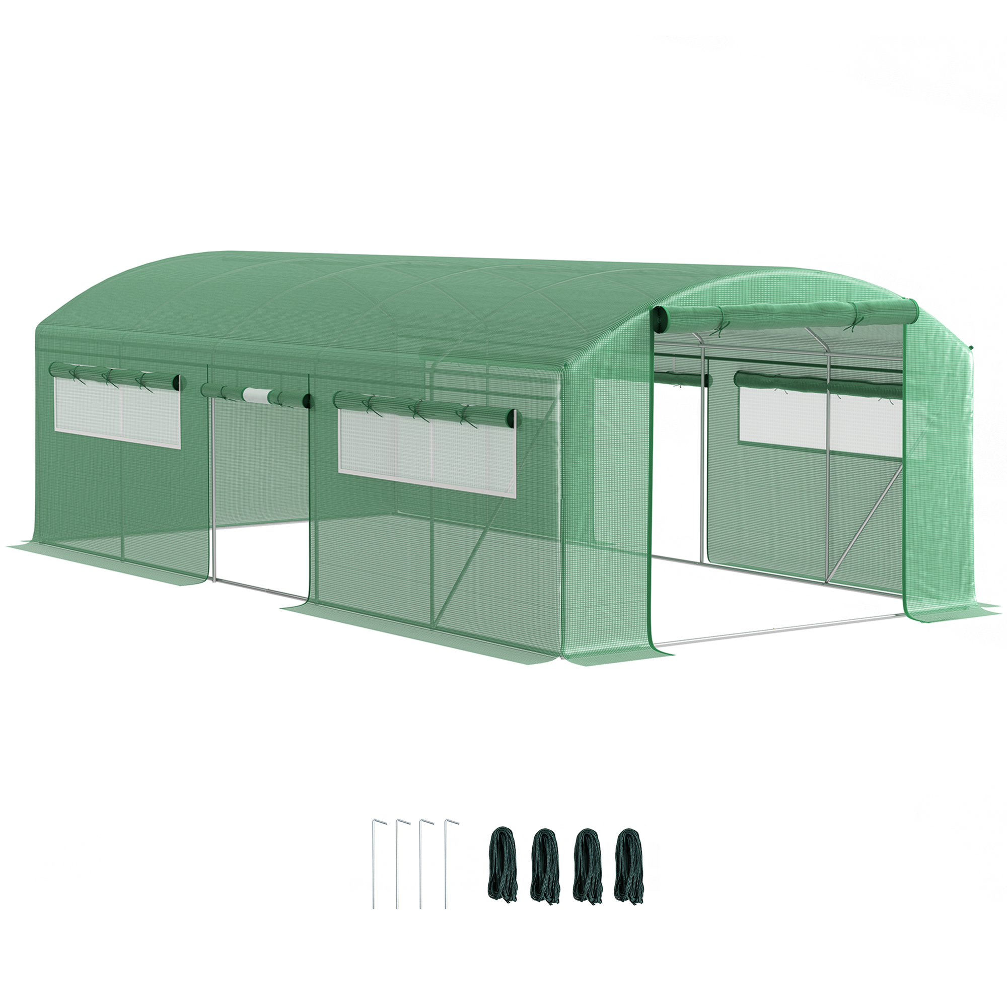SUNVISTA 19 x 9.8ft Walk-In Polytunnel Greenhouse - Green - Life Essentials