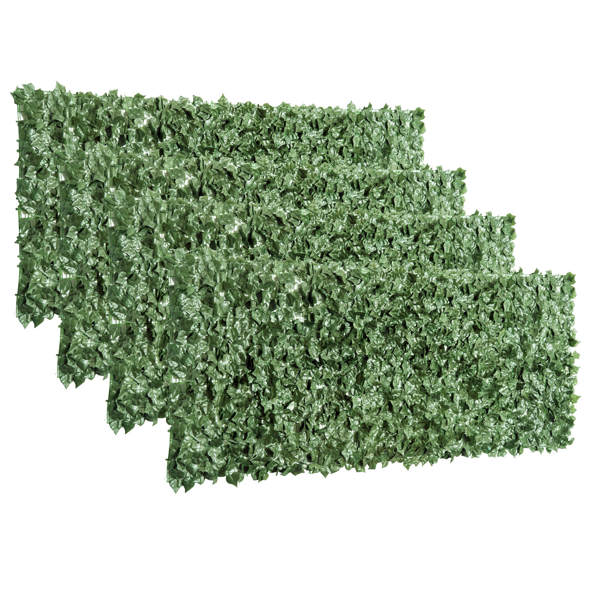 4-Piece Artificial Leaf Hedge Screen Privacy Fence Panel for Garden Outdoor Indoor Decor, Dark Green, 2.4M x 1M - Life Essentials