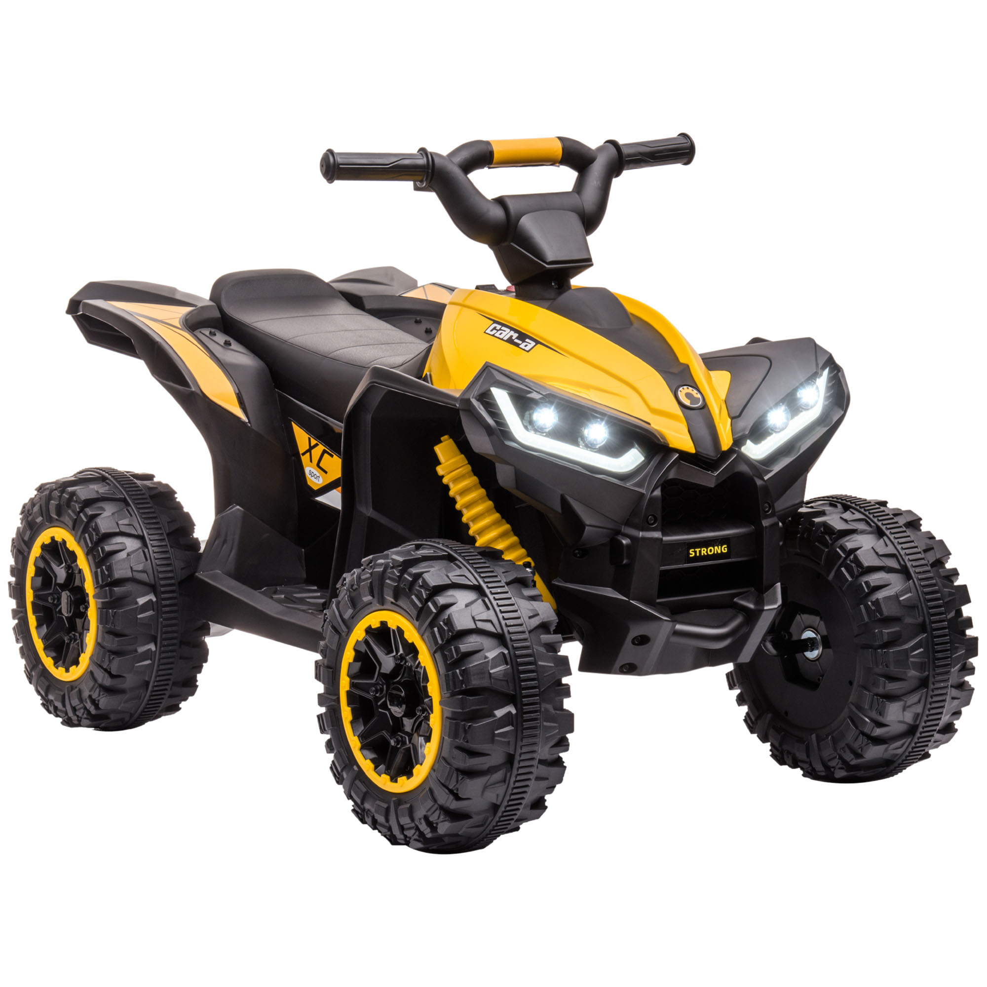 12V Quad Bike with Forward Reverse Functions, Ride on Car ATV Toy with High/Low Speed, Slow Start, Suspension System, Horn, Music, Yellow - Life 