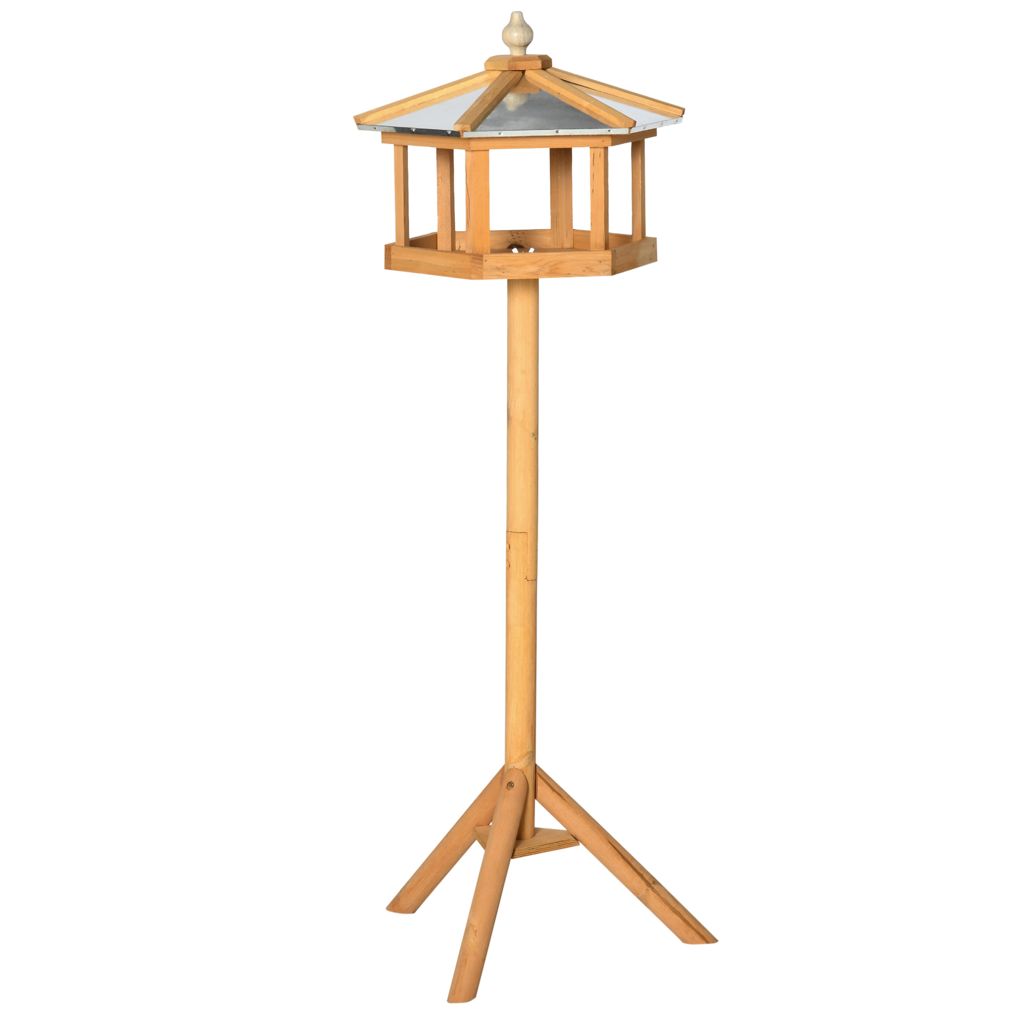 Deluxe Bird Stand Feeder Table Feeding Station Wooden Garden Wood Coop Parrot Stand 113cm High New - Life Essentials