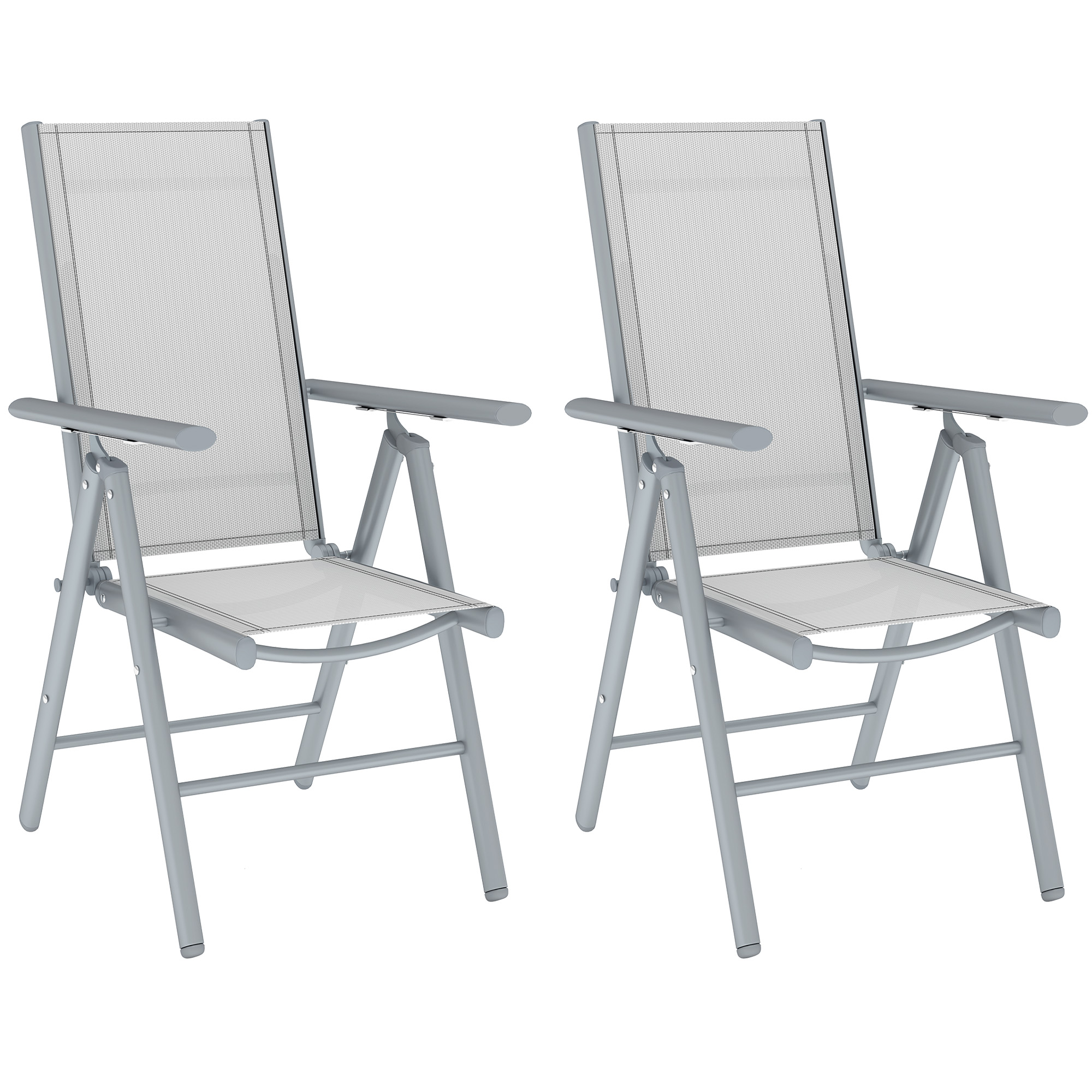 SUNVISTA Set of Two Aluminium Folding Chairs - Light Grey - Life Essentials
