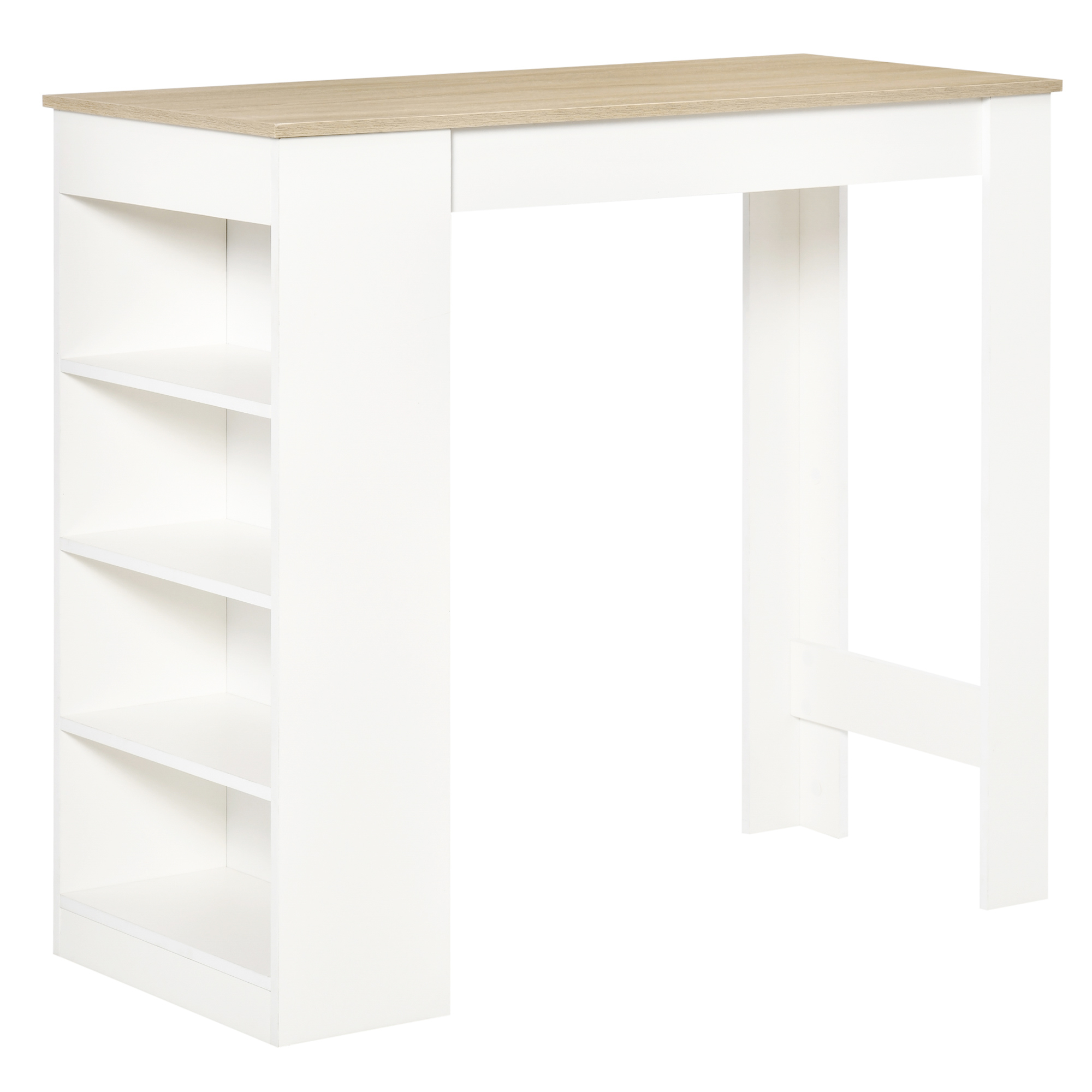 Bar Table Coffee Table Kitchen Dining Table with 4-Tier Storage Shelf for Kitchen, Dining Room, Living Room, Natural - Life Essentials
