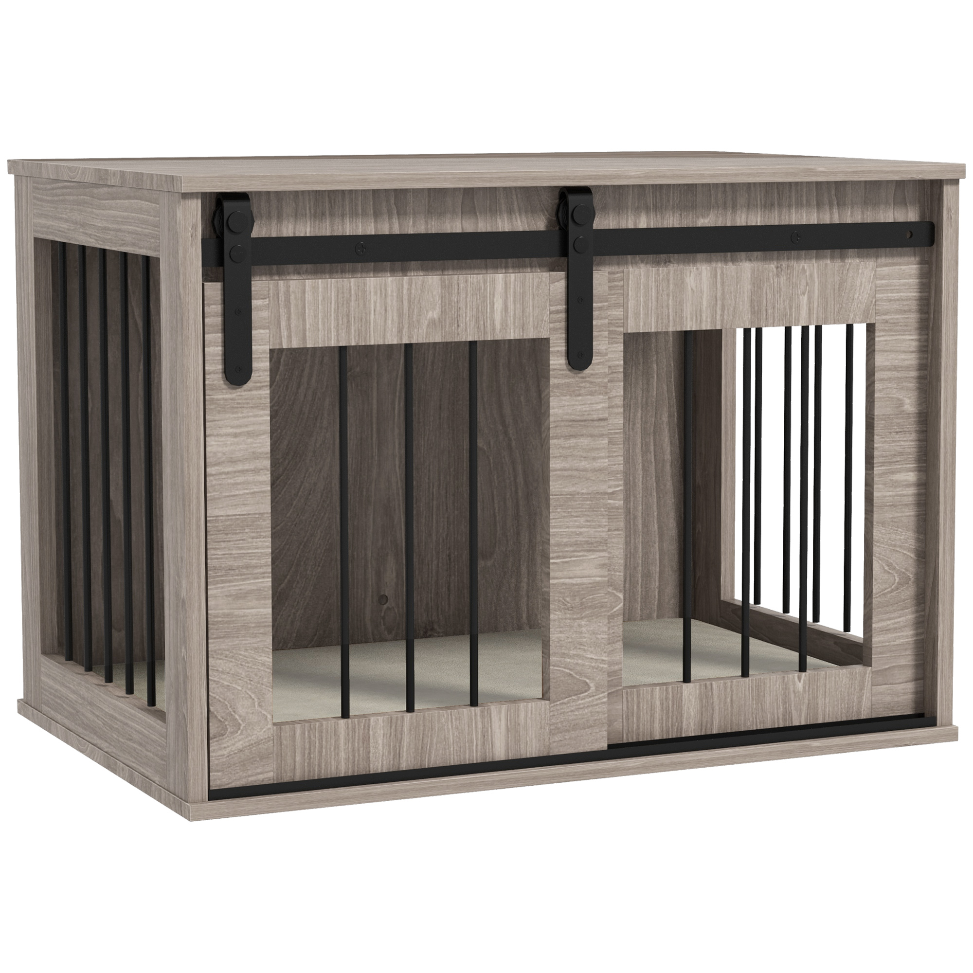 Dog Crate Furniture with Removable Cushion for Medium-Sized Dogs, 80 x 54 x57 cm, Brown - Life Essentials