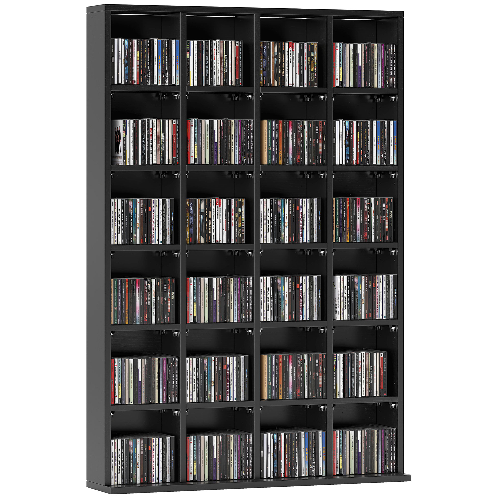 HERON CD Storage Unit with Adjustable Shelves, 89 x 130.5 cm, Black - Life Essentials
