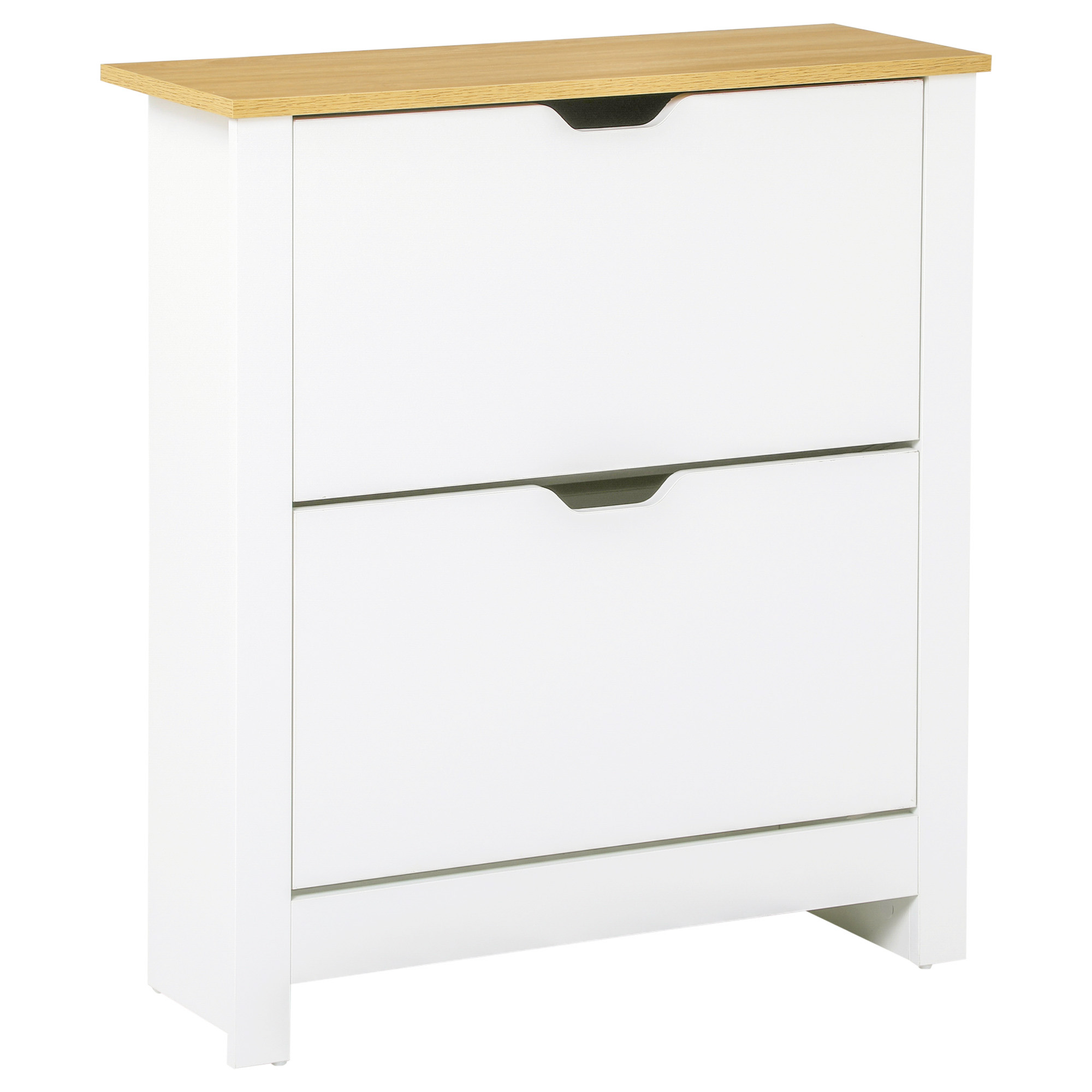 12-Shoe Storage Cabinet 4 Shelves 2 Drawers 4 Protective Legs Modern Stylish Unit Hallway Bedroom Home Furniture White - Life Essentials