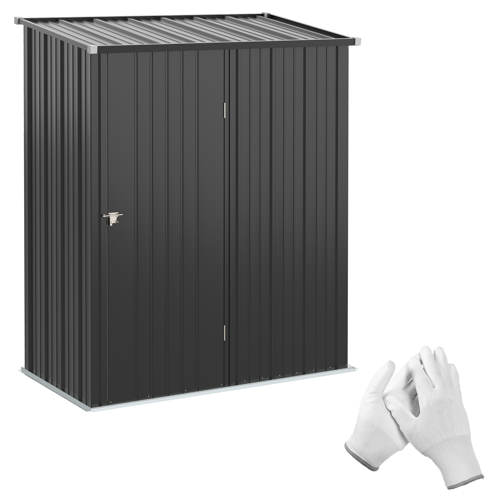 5.3ft x 3.1ft Outdoor Storage Shed, Garden Metal Storage Shed w/ Single Door for Backyard, Patio, Lawn, Charcoal Grey - Life Essentials