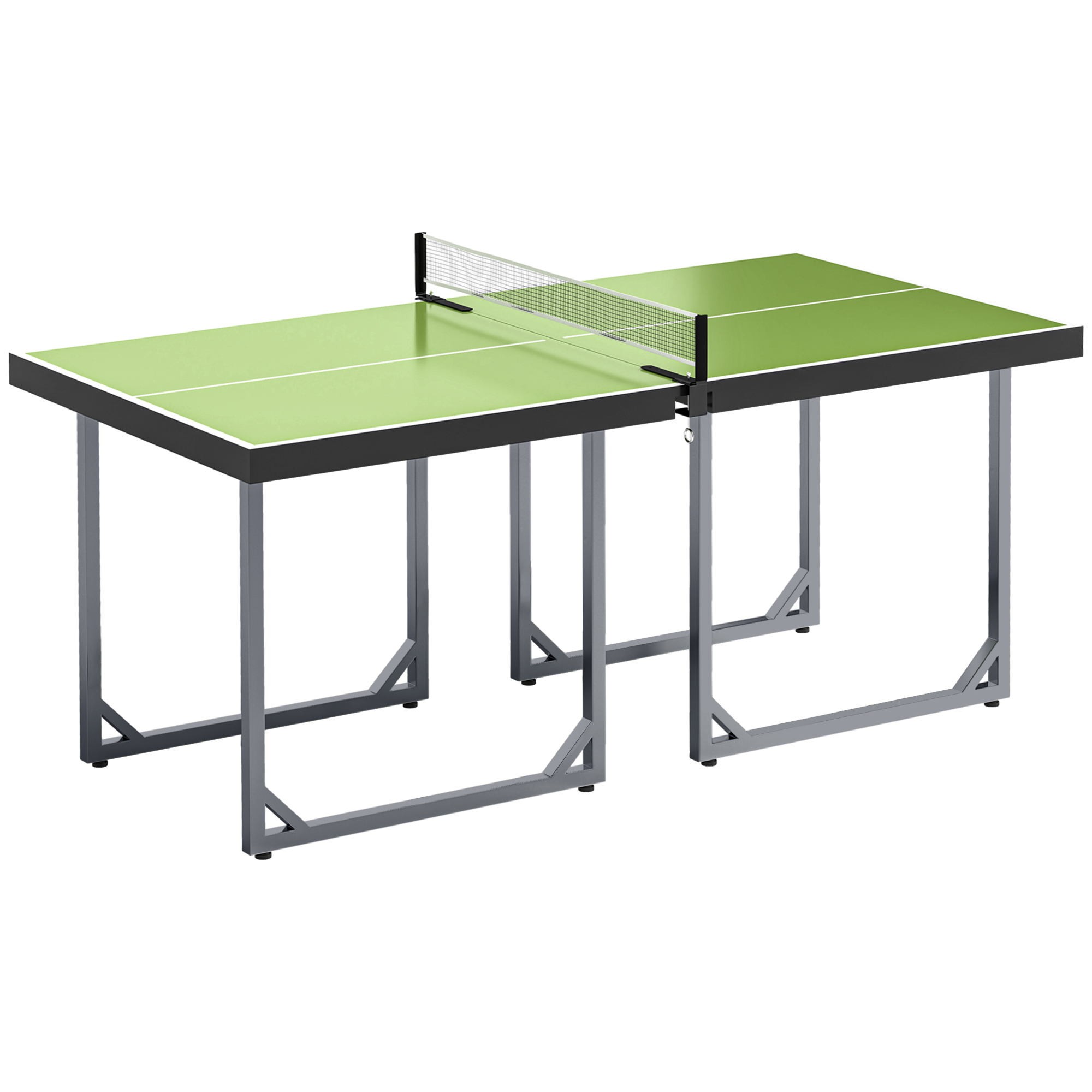 182cm Mini Tennis Table Folding Ping Pong Table with Net Multi-Use Table for Indoor Outdoor Game, Green - Life Essentials