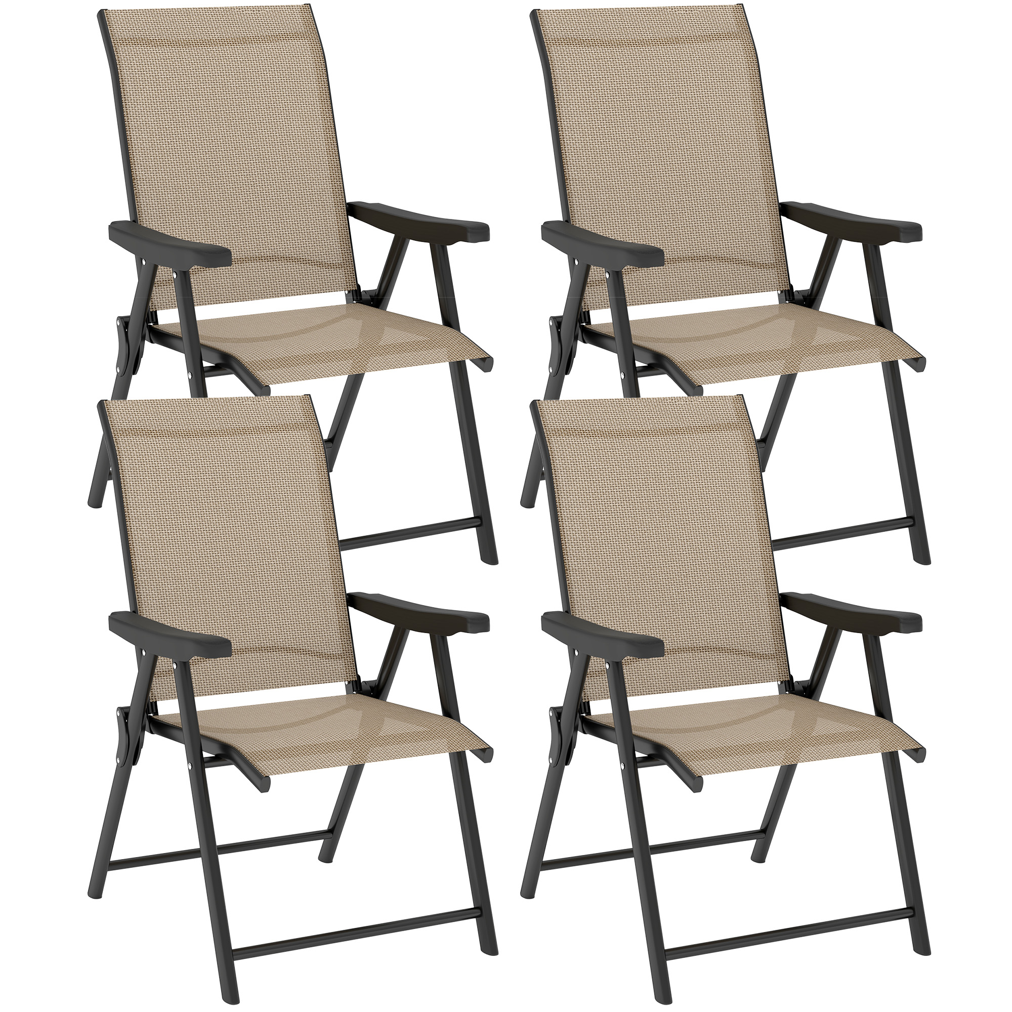 SUNVISTA Set of Four Folding Outdoor Chairs - Brown/Black - Life Essentials