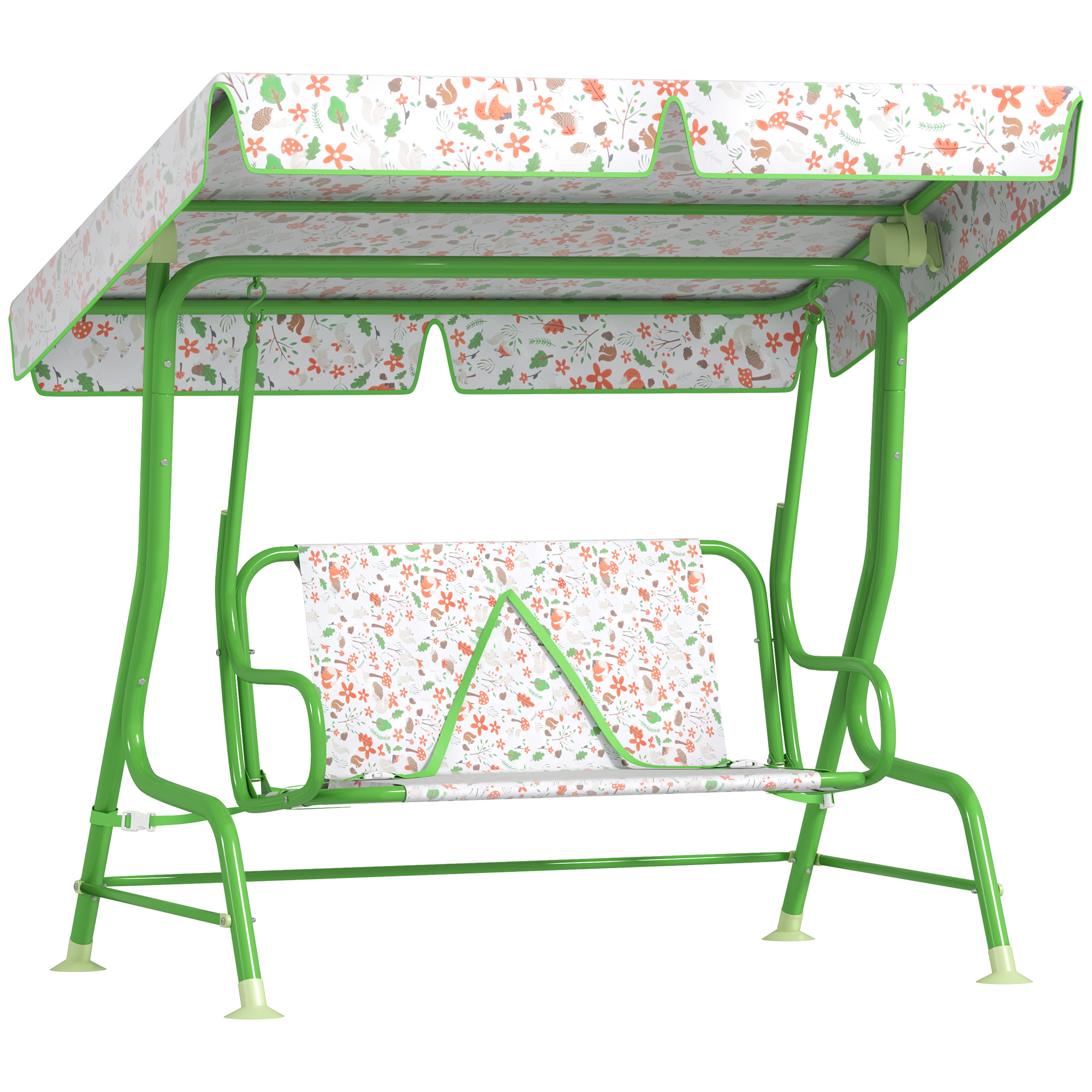 AIVAGO Kids Garden Swing Chair with Adjustable Canopy, Safety Belt, 2 Seater Hammock Swing Bench for Patio, Porch, Green - Life Essentials