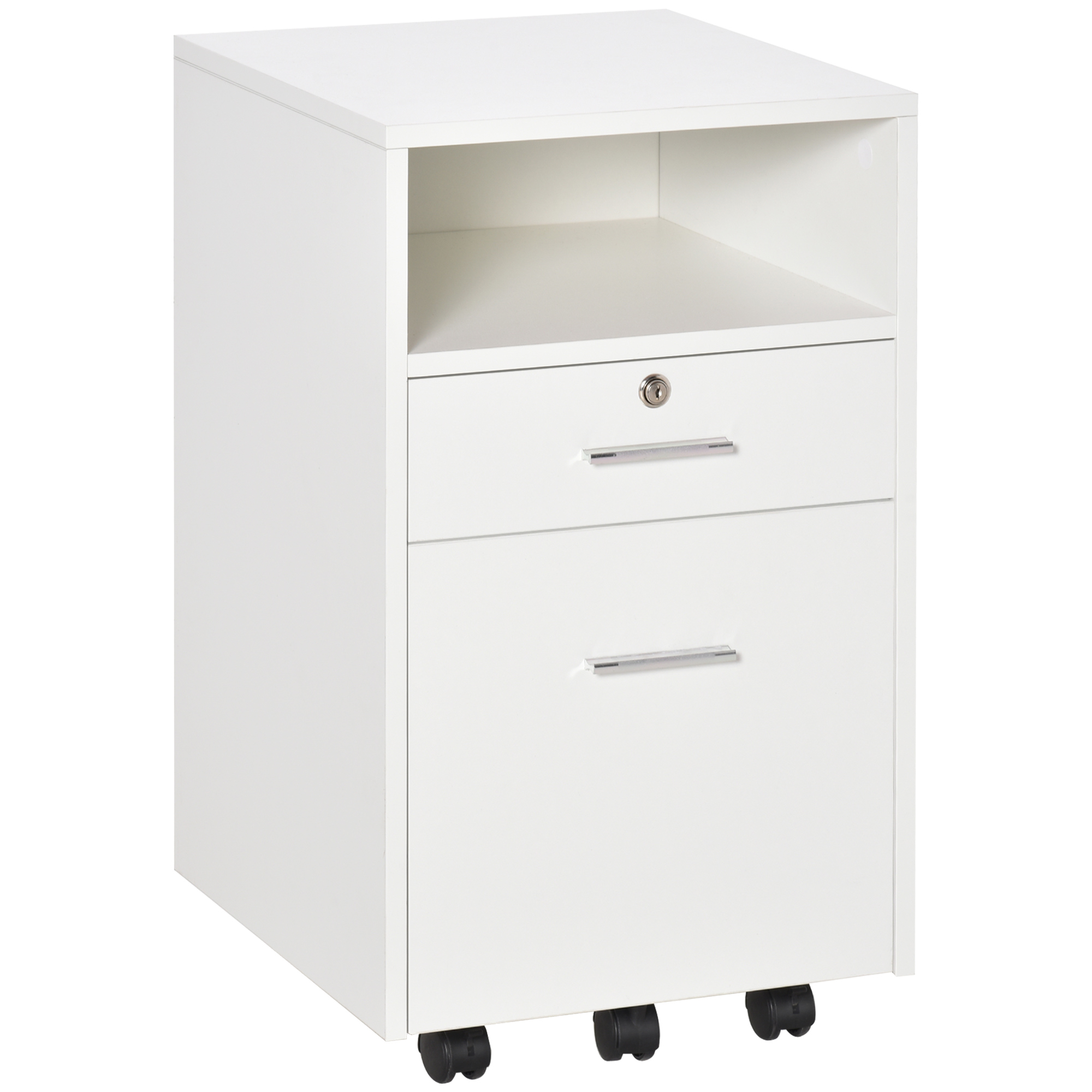 Mobile File Cabinet Lockable Storage Unit Cupboard Home Filing Furniture for Office, Bedroom and Living Room, 39.5x40x60cm, White - Life Essentials