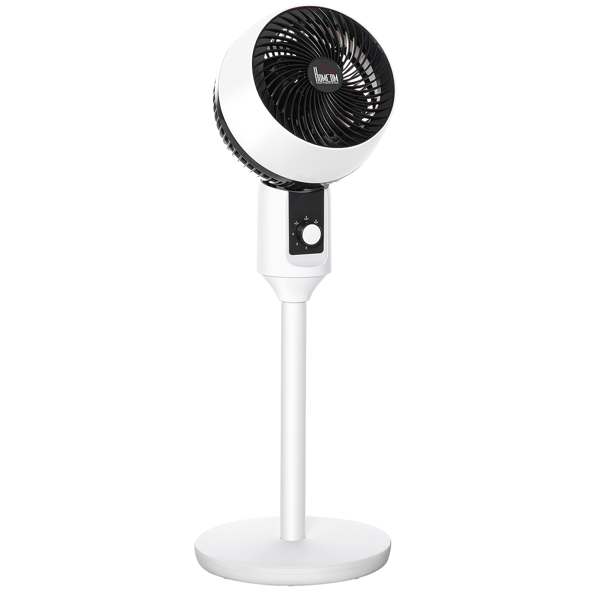 32'' Air Circulator Fan 3 Speed, 70° Oscillation 90° Vertical Tilt, Round Base, Carry Handle, for Living Room, Bedroom, Office, Black and White - Life